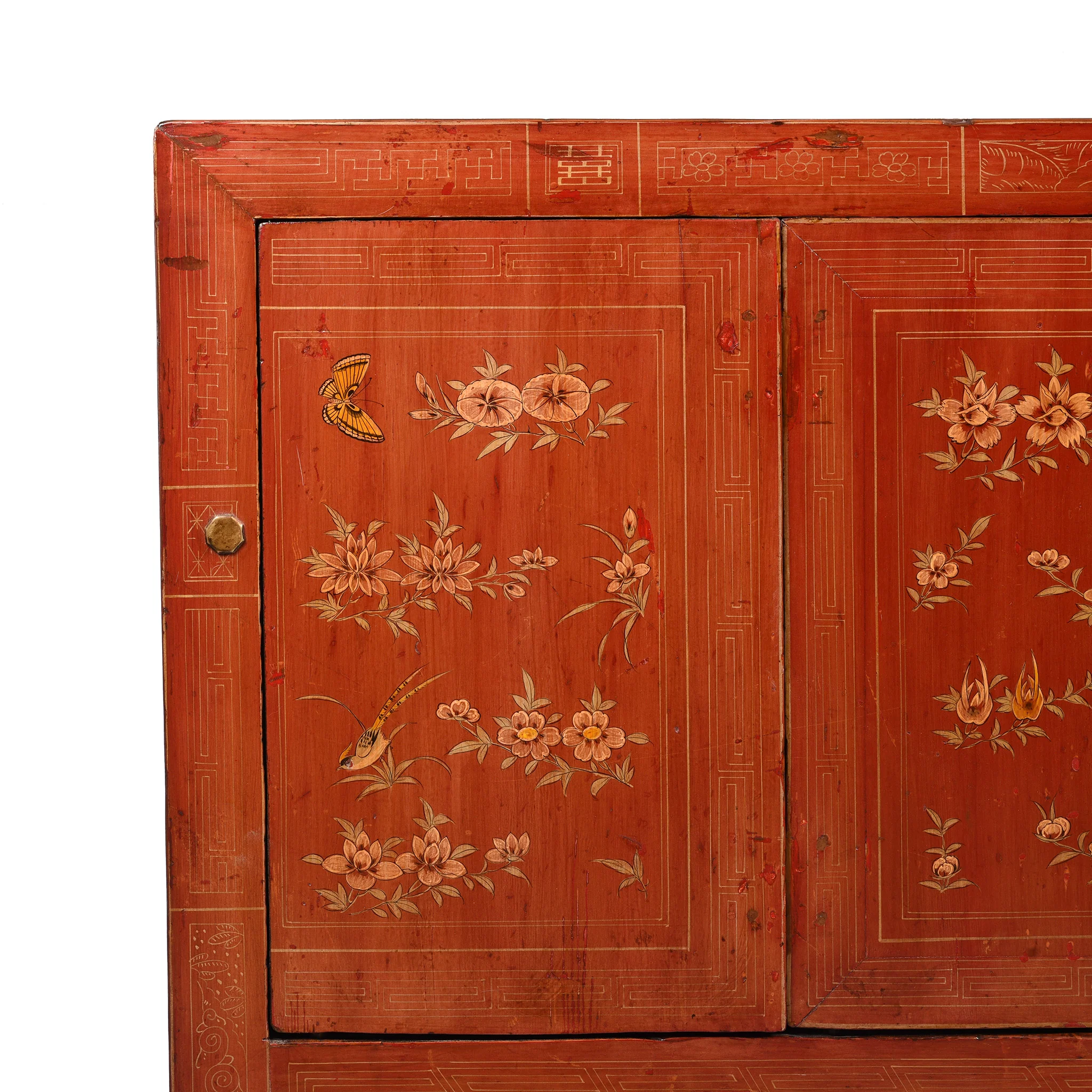 Red Lacquer Chinese Sideboard From Dongbei - Ca 1920 - Image 2