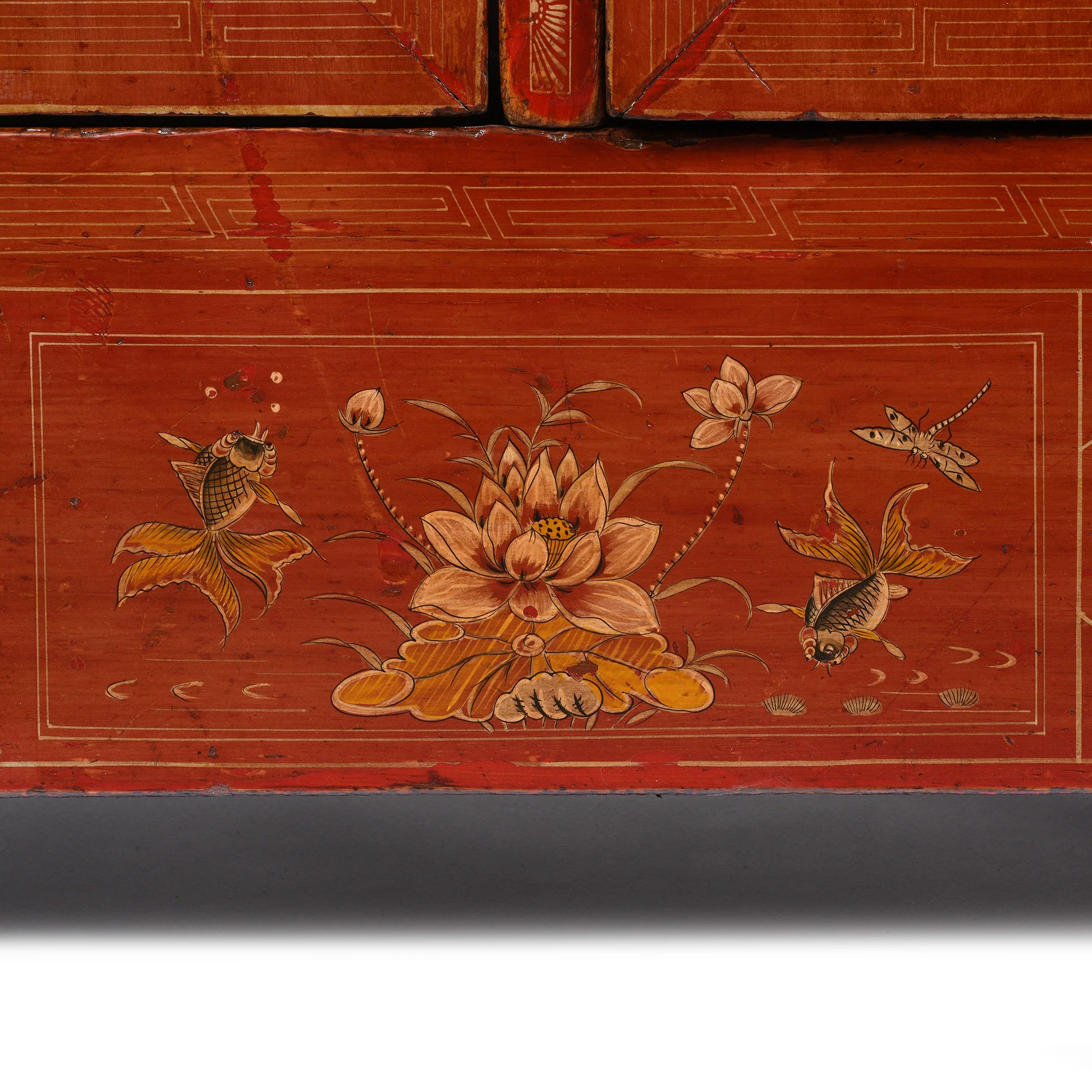 Red Lacquer Chinese Sideboard From Dongbei - Ca 1920 - Image 6