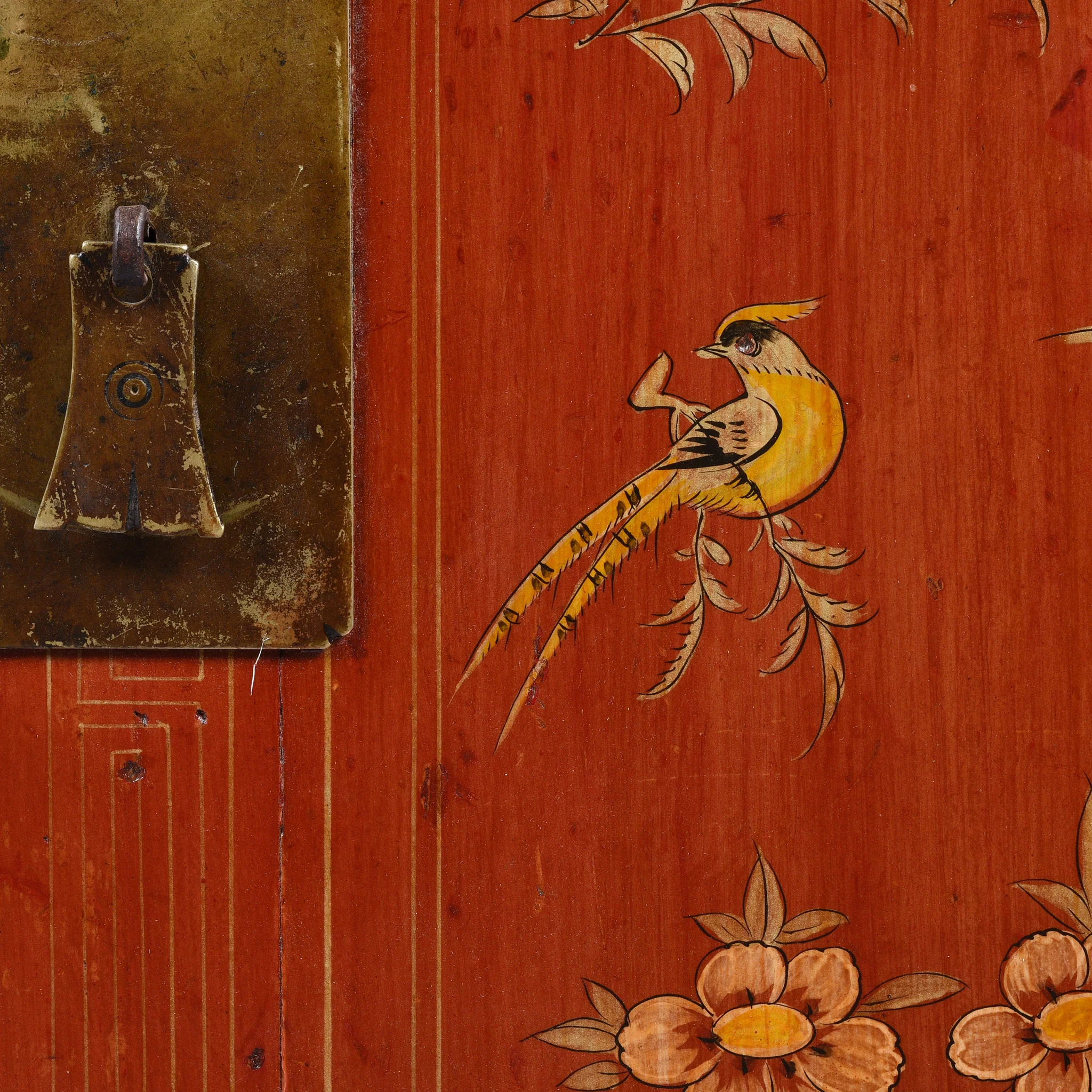 Red Lacquer Chinese Sideboard From Dongbei - Ca 1920 - Image 7
