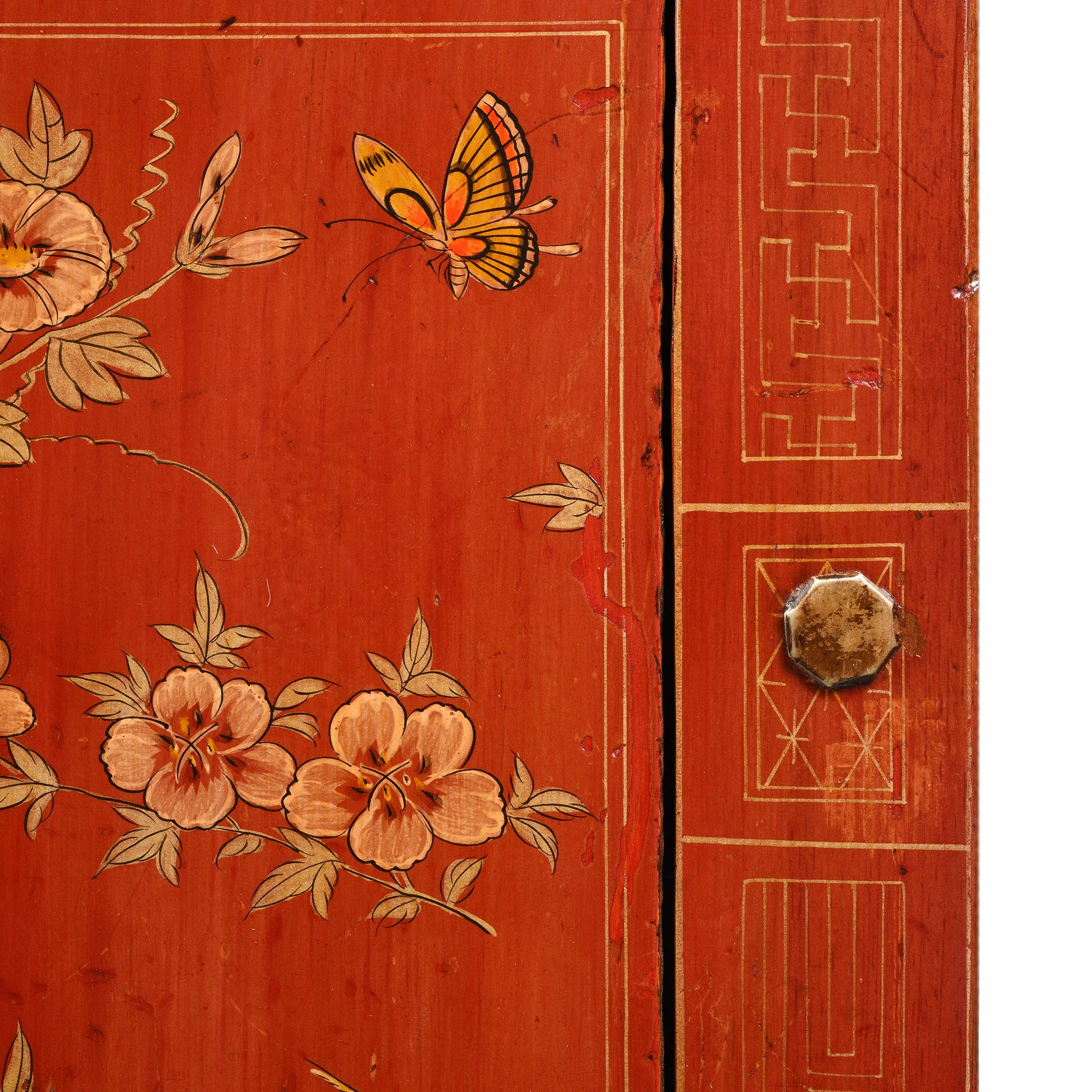 Red Lacquer Chinese Sideboard From Dongbei - Ca 1920 - Image 9