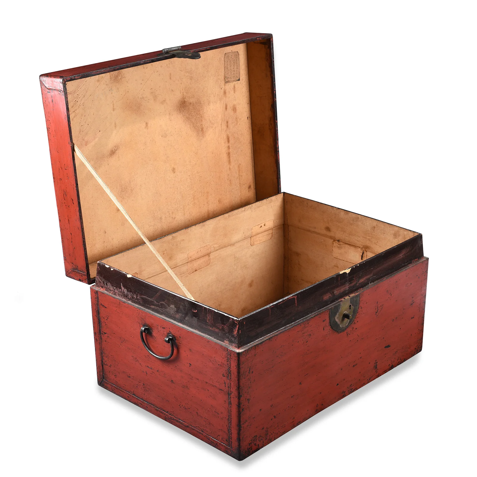 Red Lacquer Leather Trunk From Shanghai - Ca 1920 - Image 2