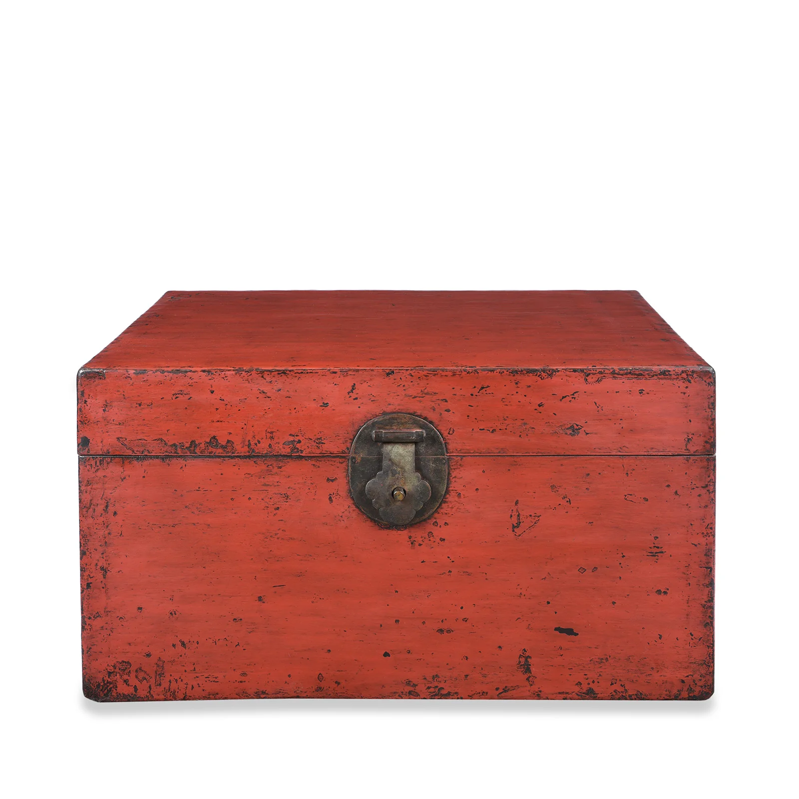 Red Lacquer Leather Trunk From Shanghai - Ca 1920 - Image 4