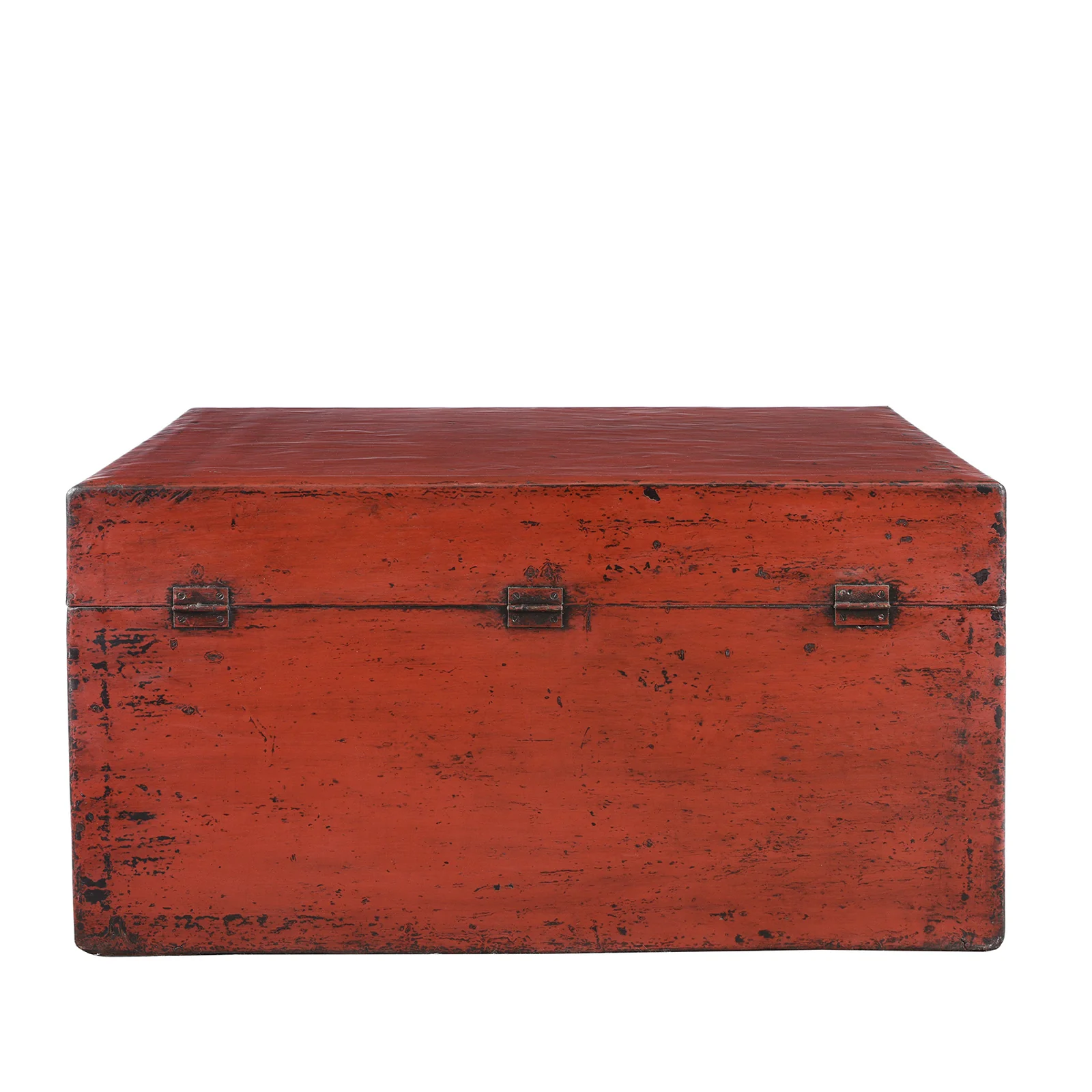 Red Lacquer Leather Trunk From Shanghai - Ca 1920 - Image 5
