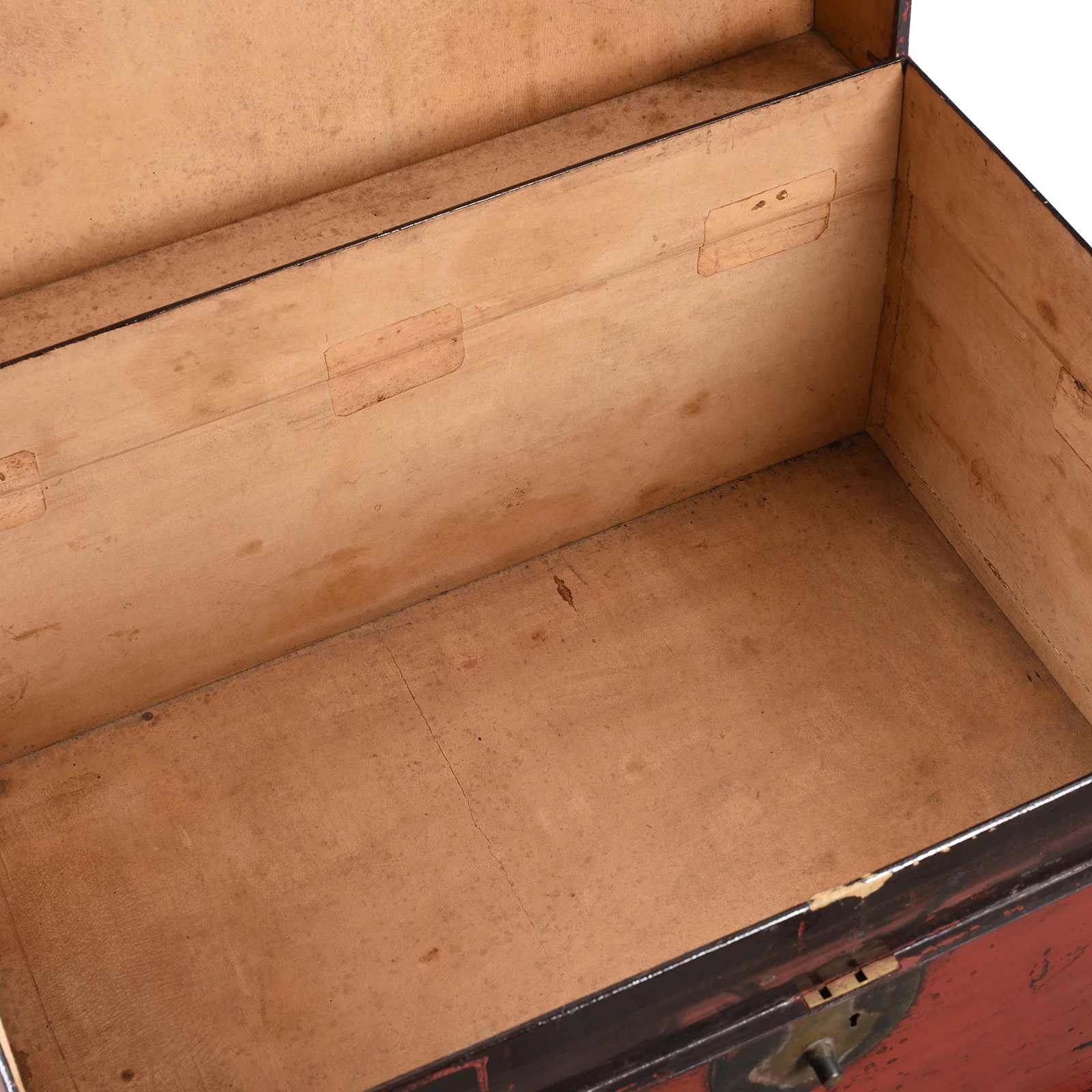 Red Lacquer Leather Trunk From Shanghai - Ca 1920 - Image 8