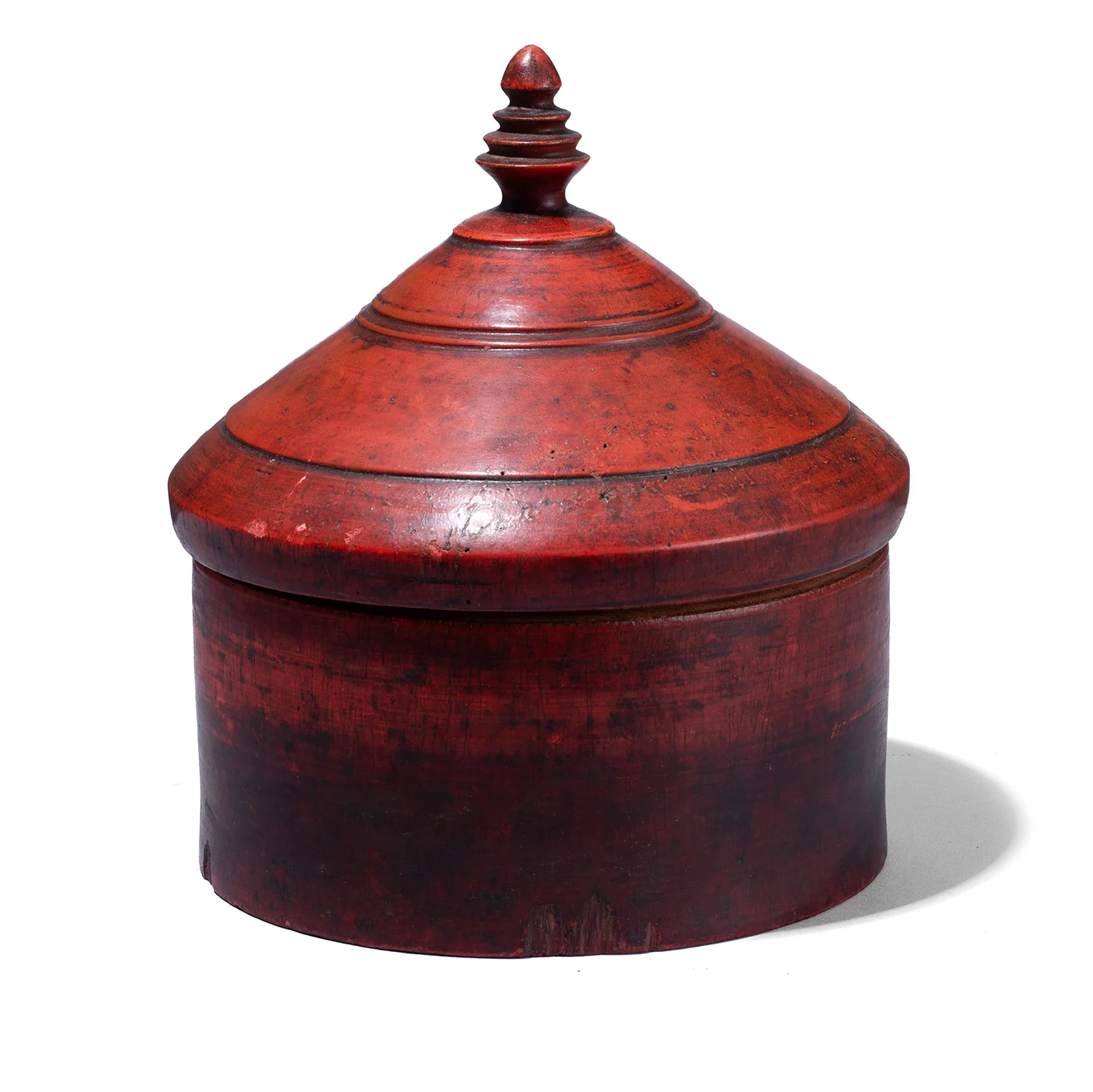 Red Lacquer Pot From Uttar Pradesh - Ca 1930