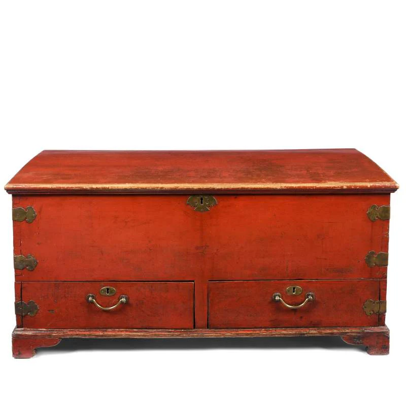 Red Lacquer Camphor Wood Chinese Chest - 18thC