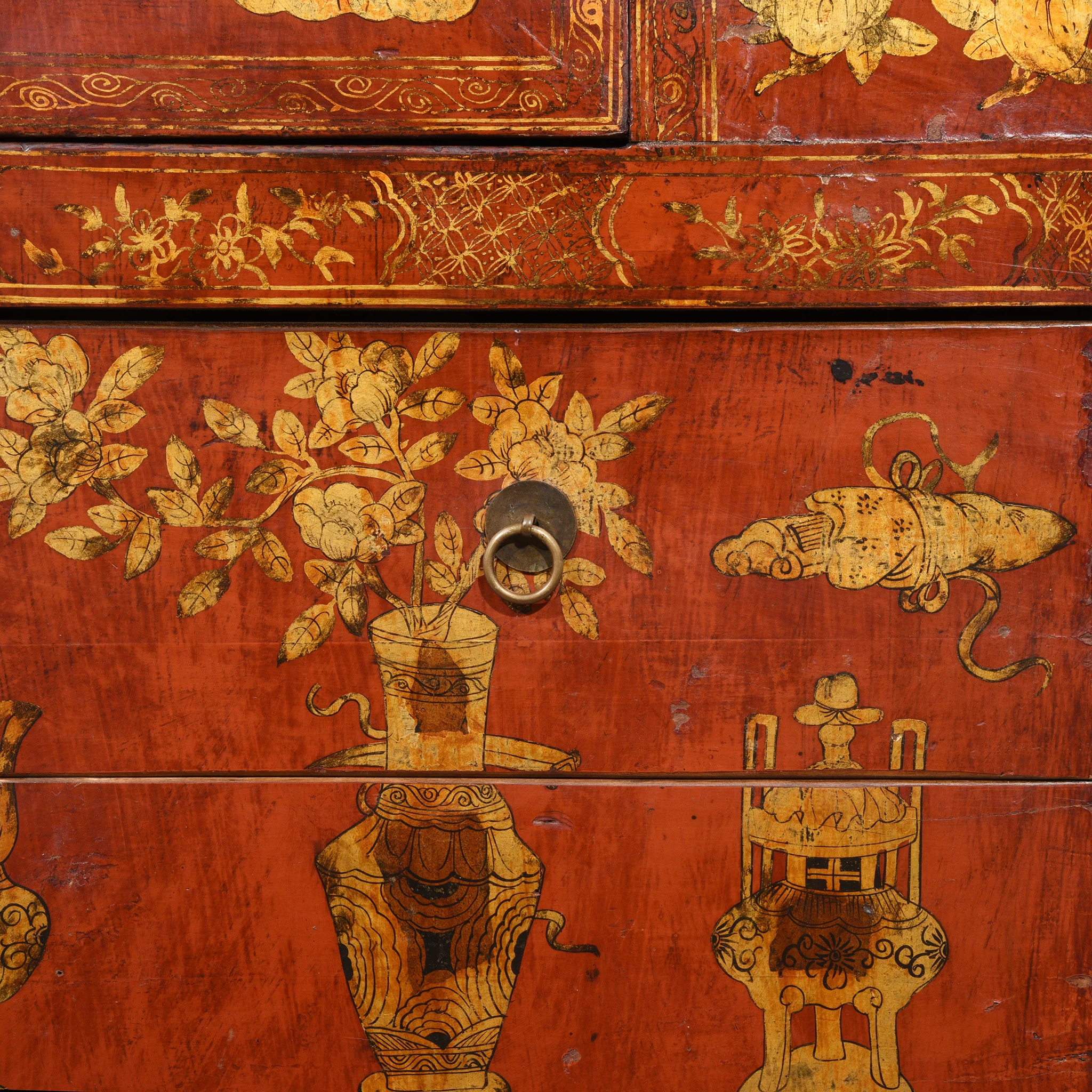 Red Lacquer Wedding Cabinet - 19thC - Image 11