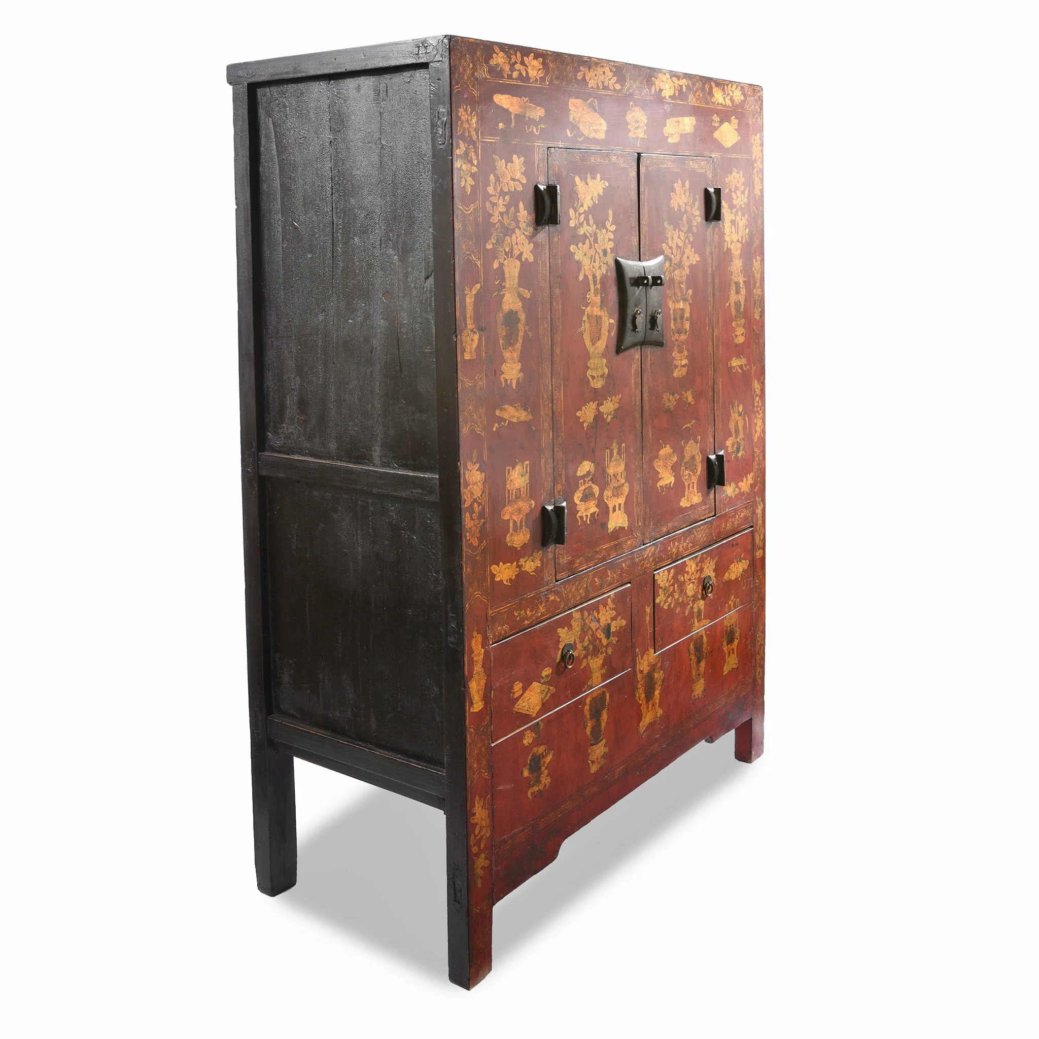 Red Lacquer Wedding Cabinet - 19thC - Image 12
