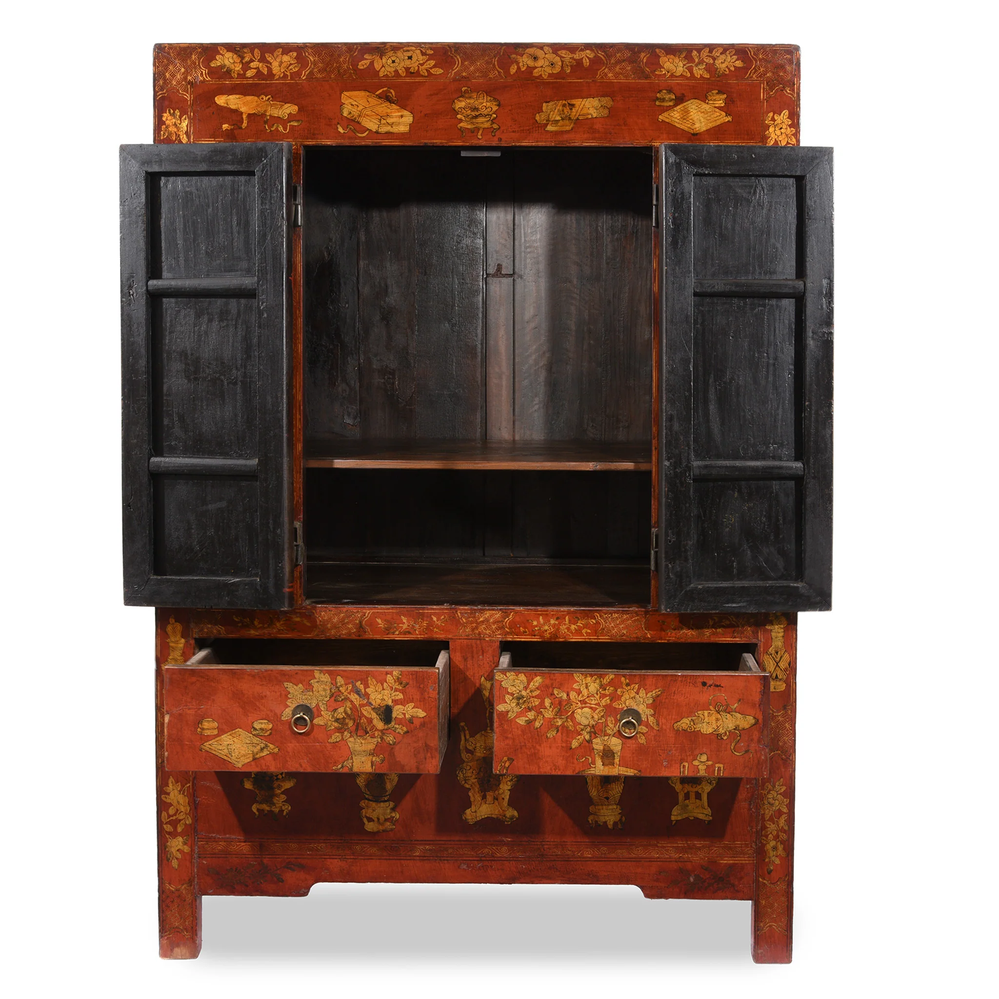 Red Lacquer Wedding Cabinet - 19thC - Image 8