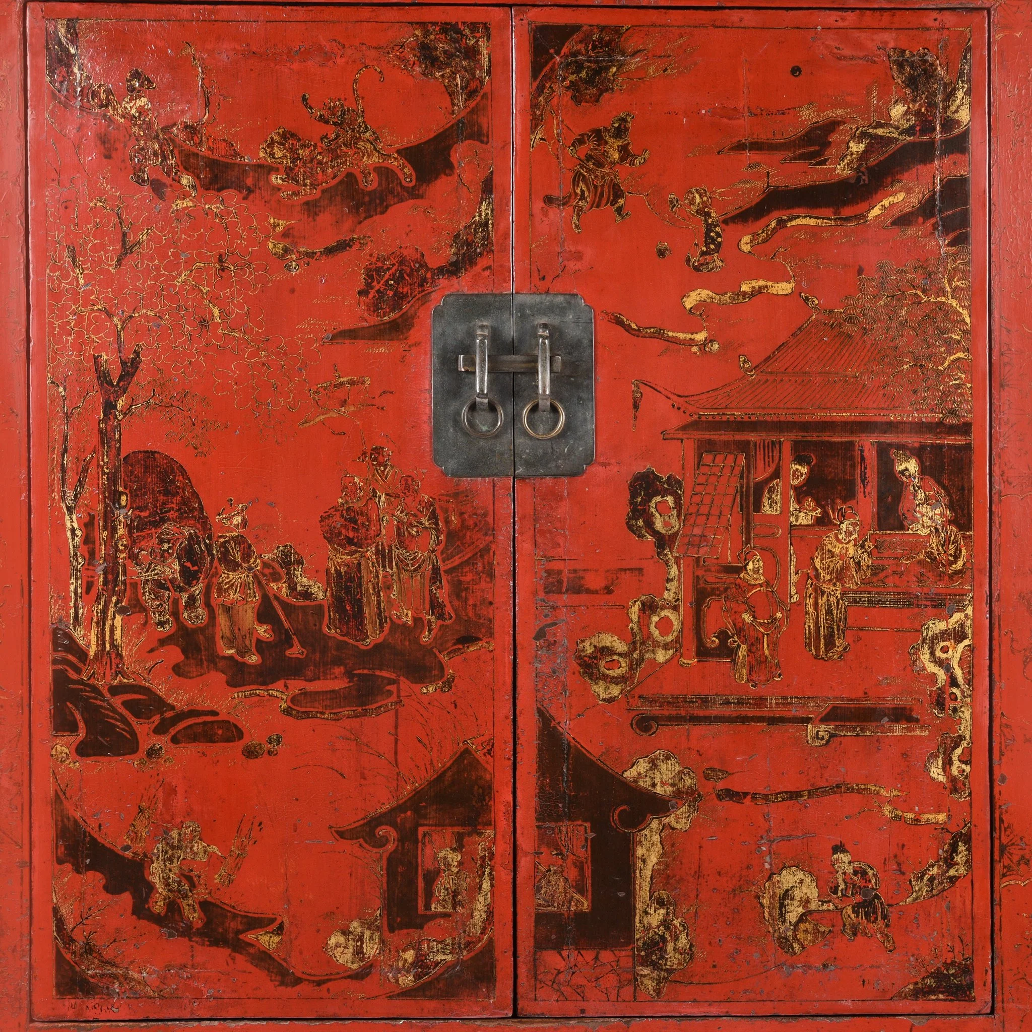 Red Lacquer Wedding Cabinet - 19thC - Image 2