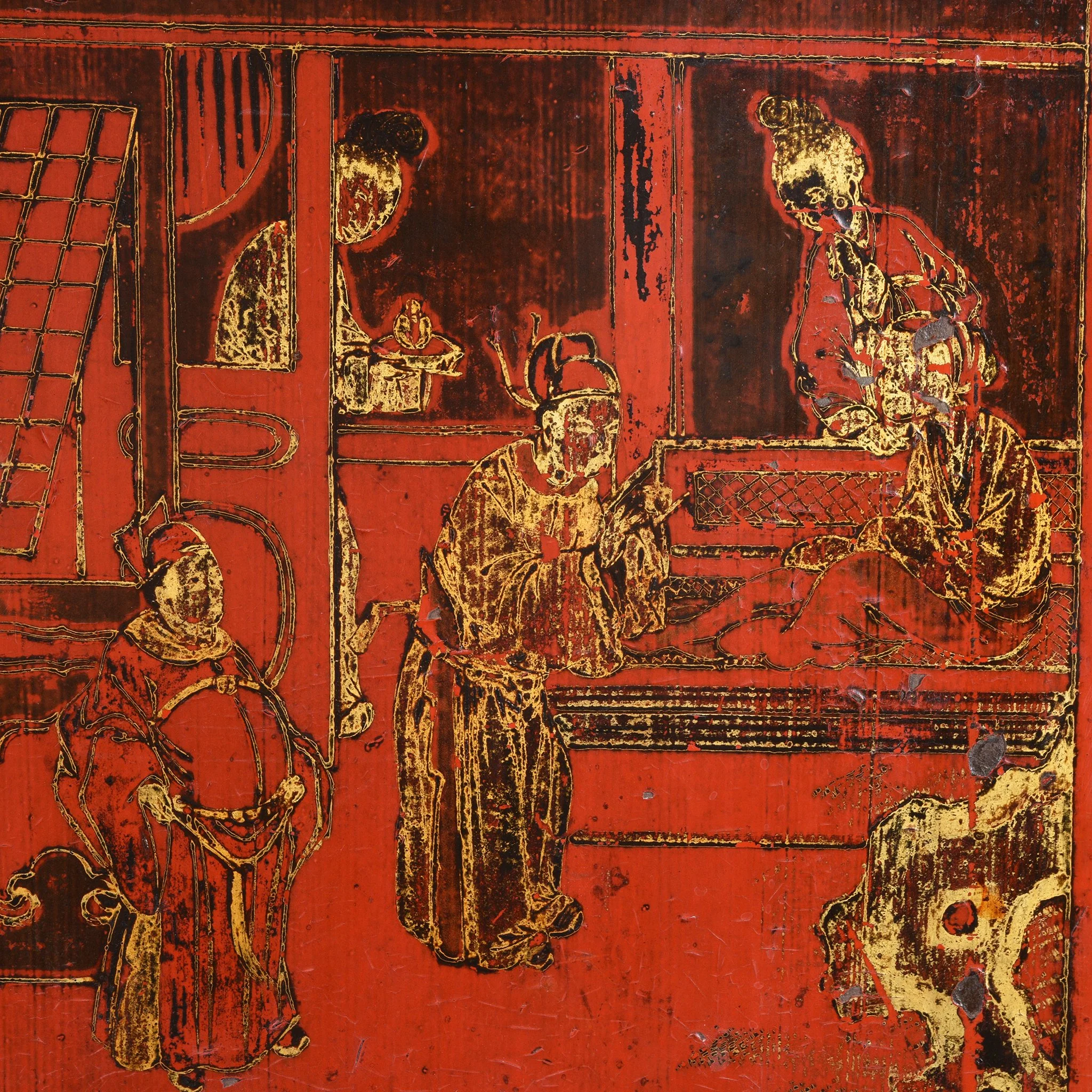 Red Lacquer Wedding Cabinet - 19thC - Image 6