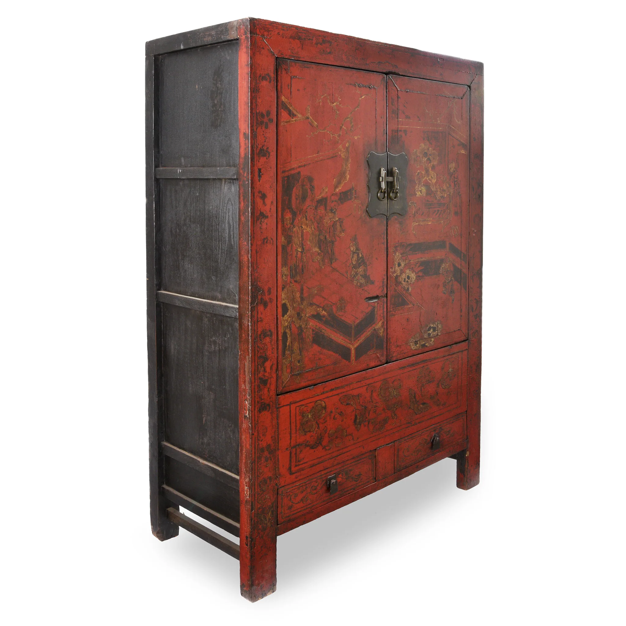Chinese Red Lacquer Wedding Cabinet - 19th Century - Image 4