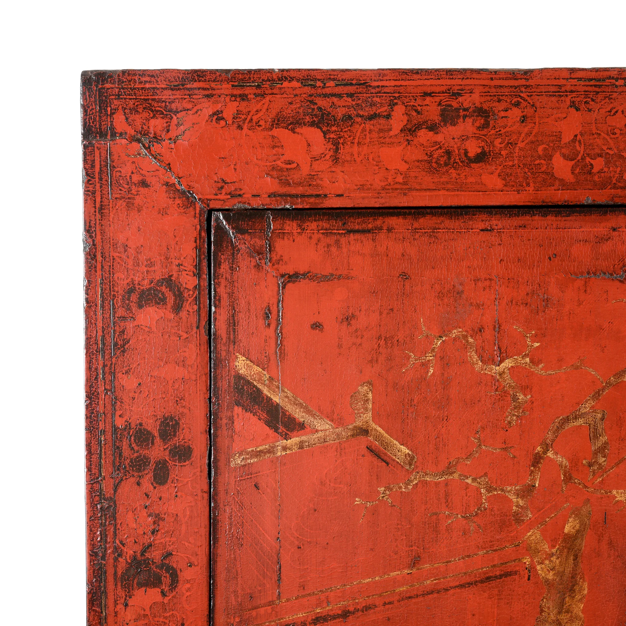 Chinese Red Lacquer Wedding Cabinet - 19th Century - Image 8