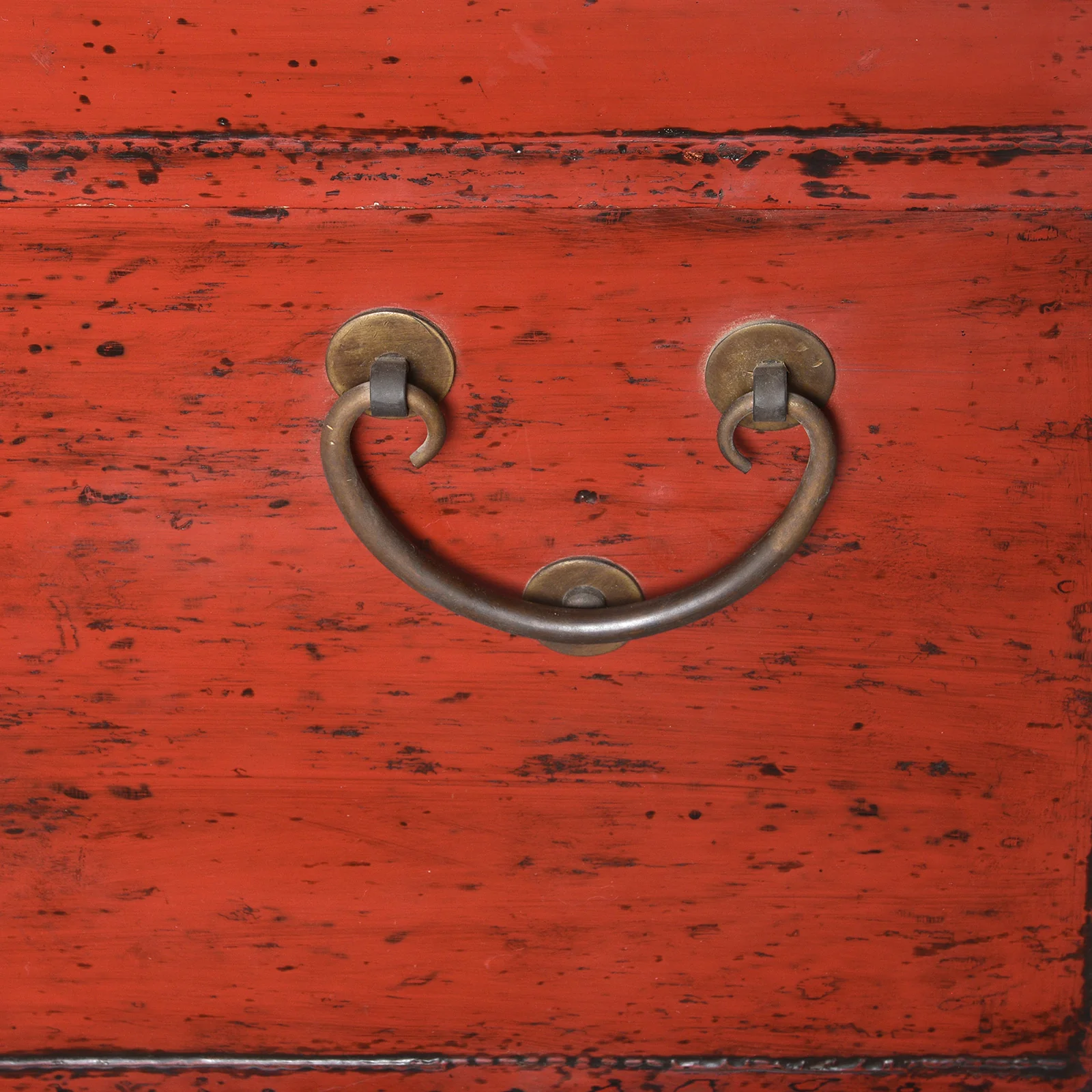 Red Leather Chinese Trunk From Shanghai - Early 20thC - Image 5