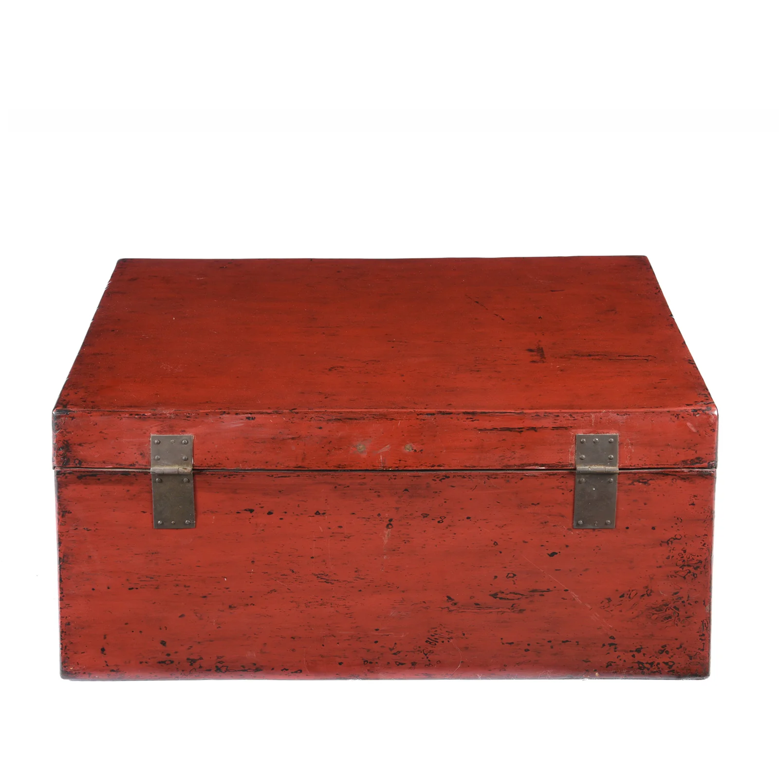 Red Leather Chinese Trunk From Shanghai - Early 20thC - Image 9