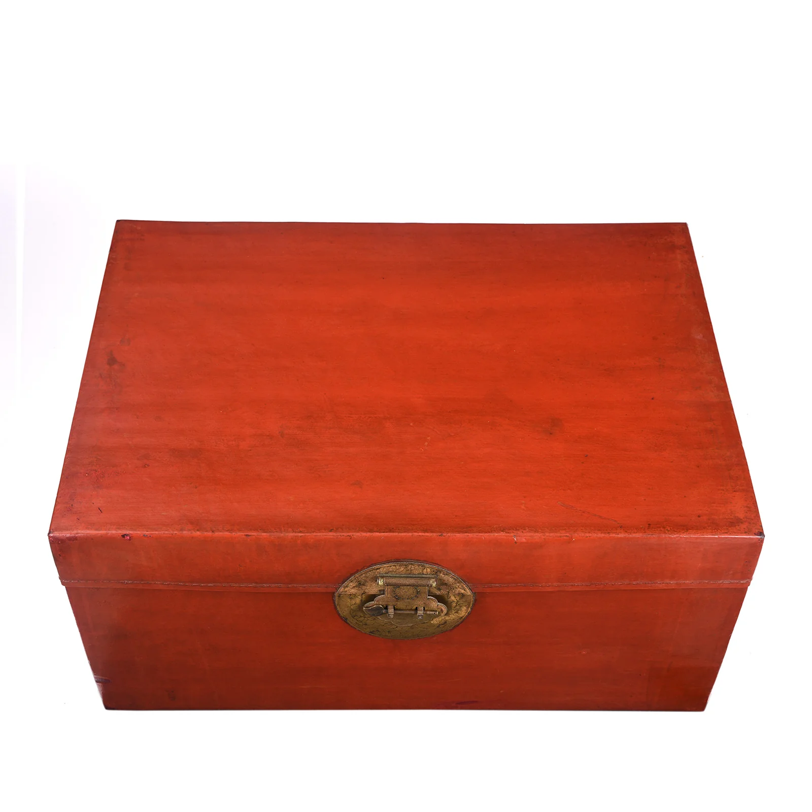 Red Leather Trunk From Shanghai - 19th Century - Image 6