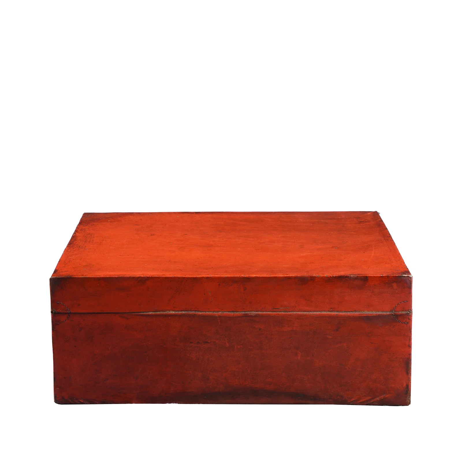 Red Leather Parcel Gilt Trunk from Shanghai - Late 19th Century - Image 7
