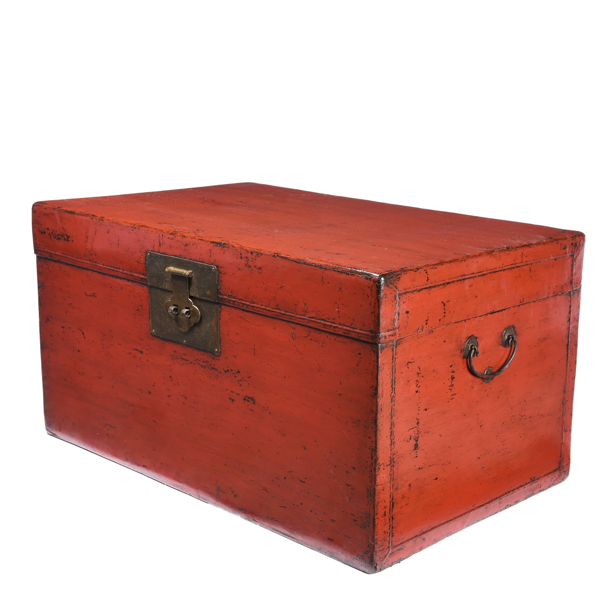 Red Lacquer Leather Trunk From Shanghai - Ca 1920 - Image 2
