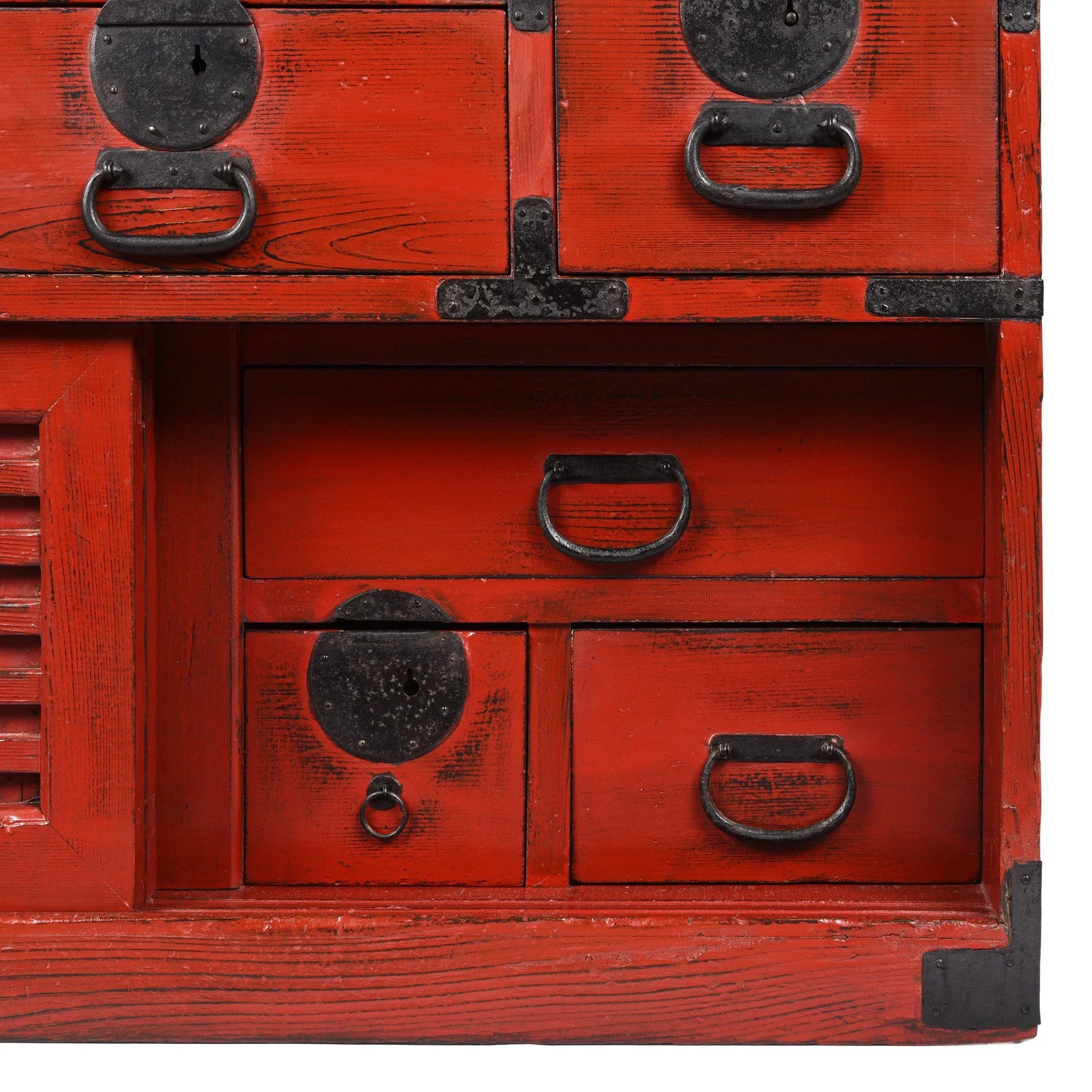 Red Painted Japanese Choba Dansu - Taishō Period - Image 10