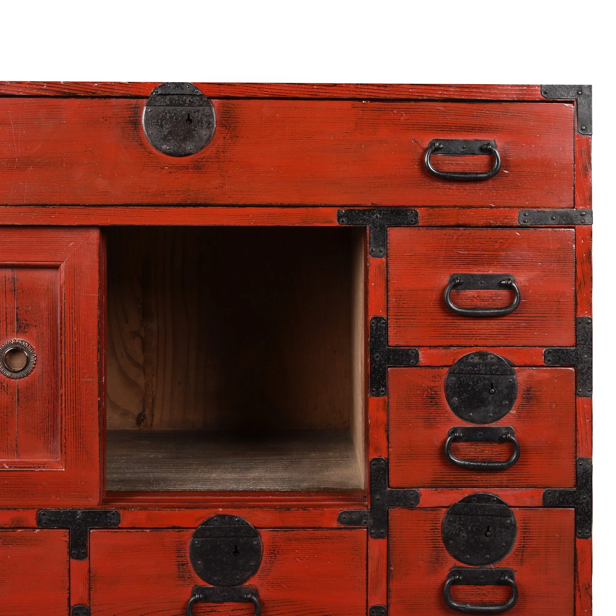 Red Painted Japanese Choba Dansu - Taishō Period - Image 11