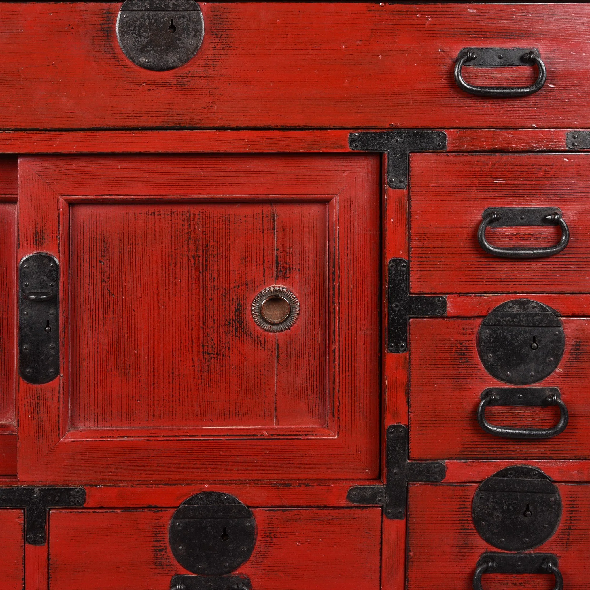 Red Painted Japanese Choba Dansu - Taishō Period - Image 8