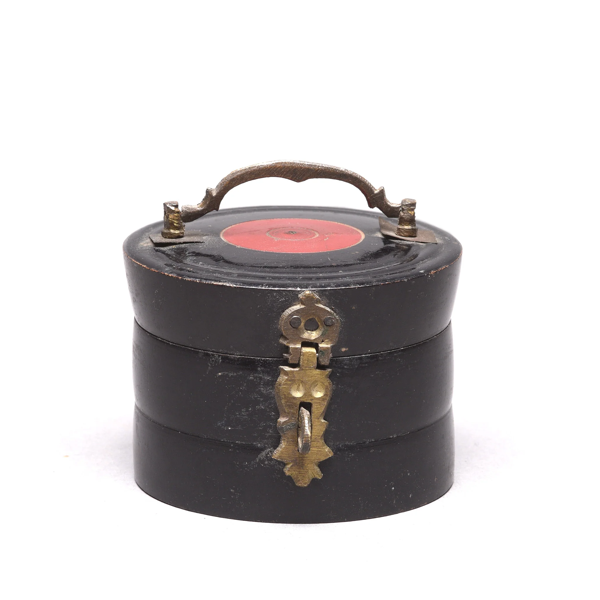 Regency Style Black Lacquer Pot From Rajasthan - 19th Century