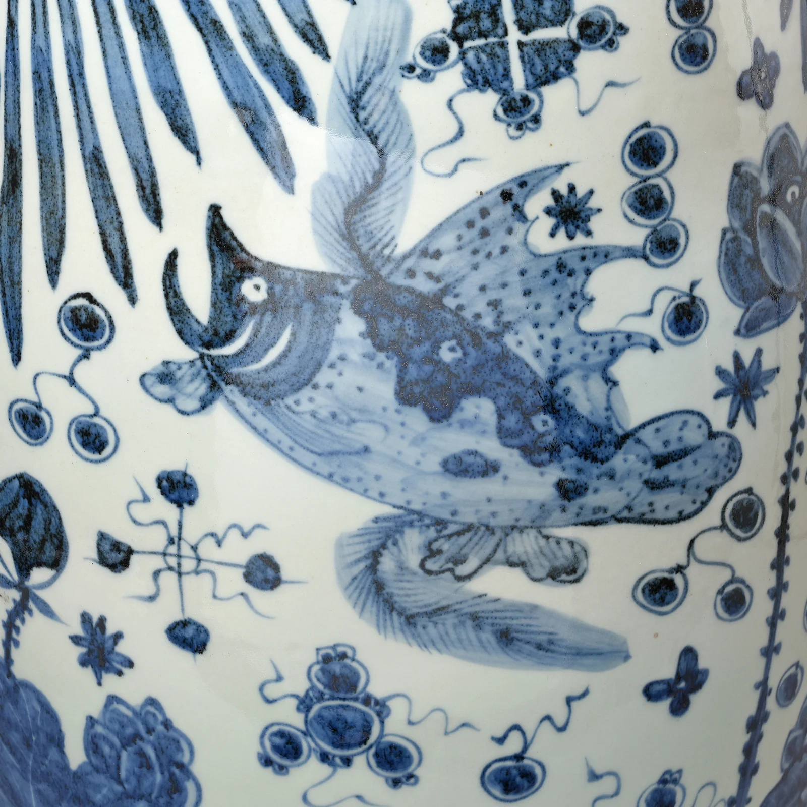 Blue & White Porcelain Stool - Fish Design - Image 4