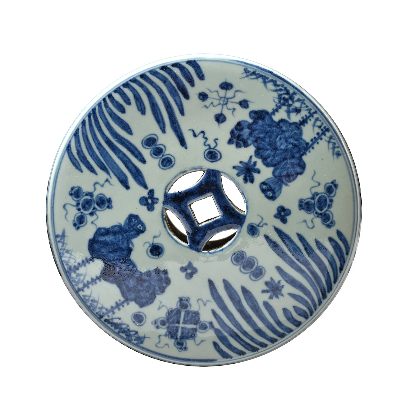 Blue & White Porcelain Stool - Fish Design - Image 5