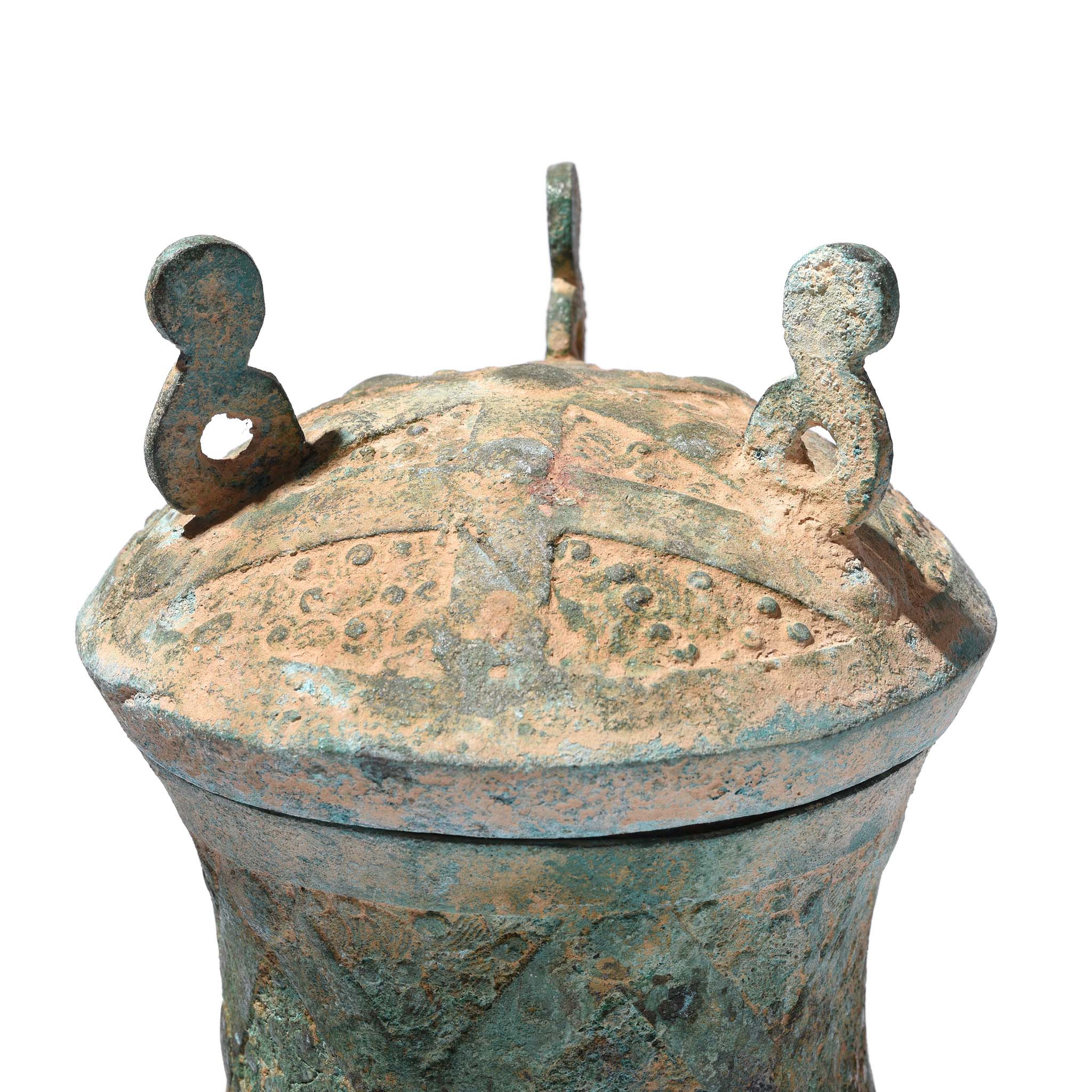Reproduction Verdigris Bronze Vessel - Han Dynasty Style - Image 5