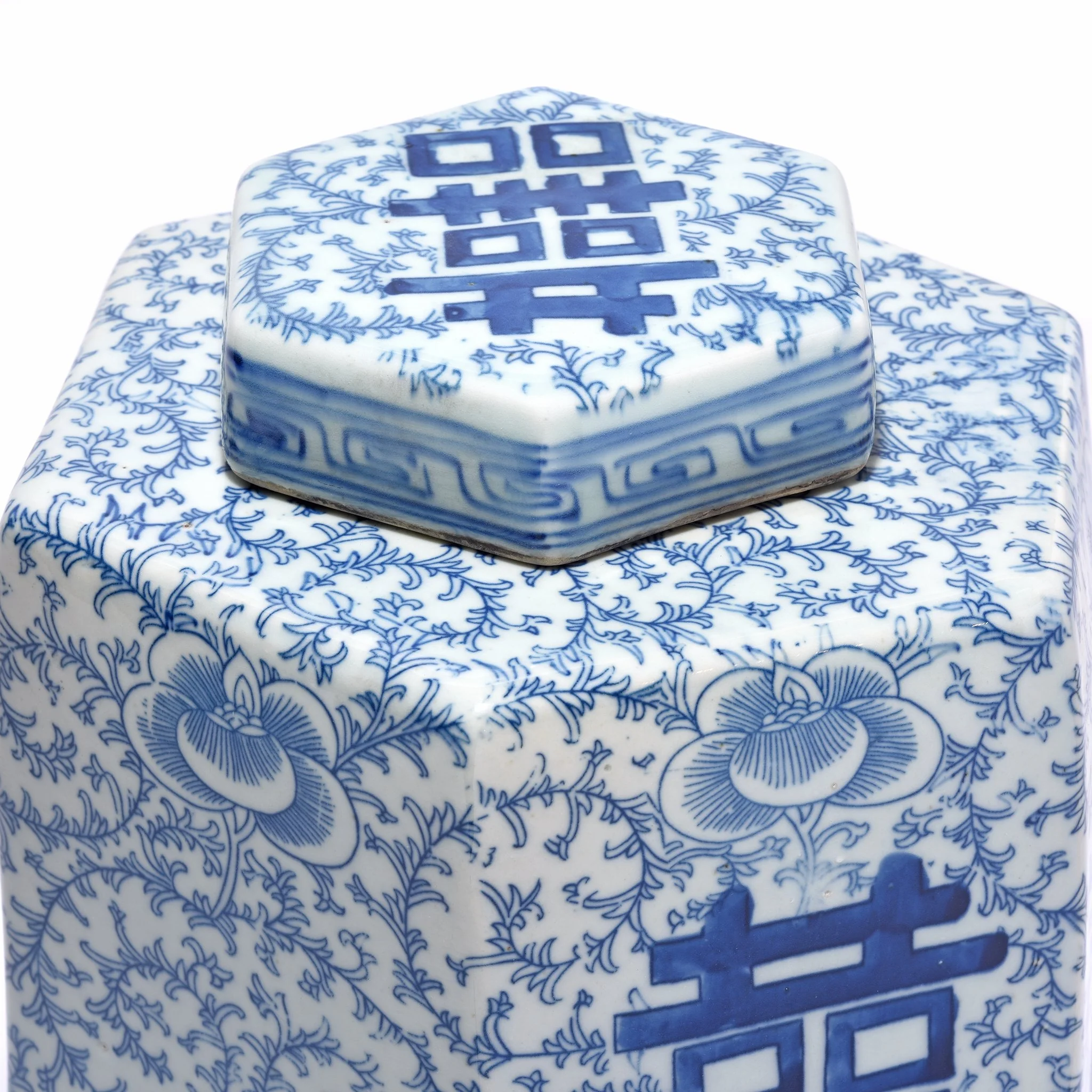 Blue & White Porcelain Tea Caddy - Double Happiness Design - Image 3