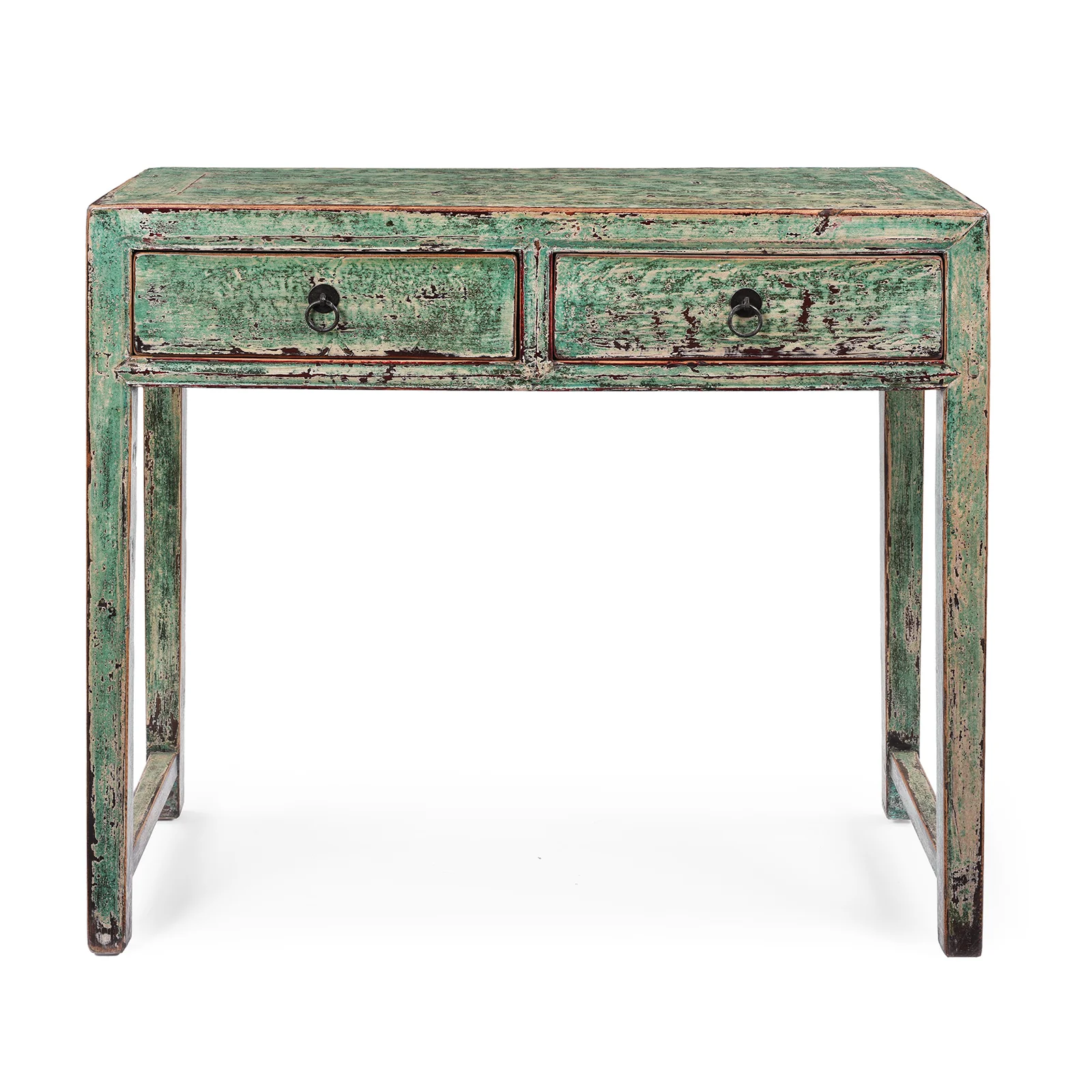 Green Lacquer 2 Drawer Console Table