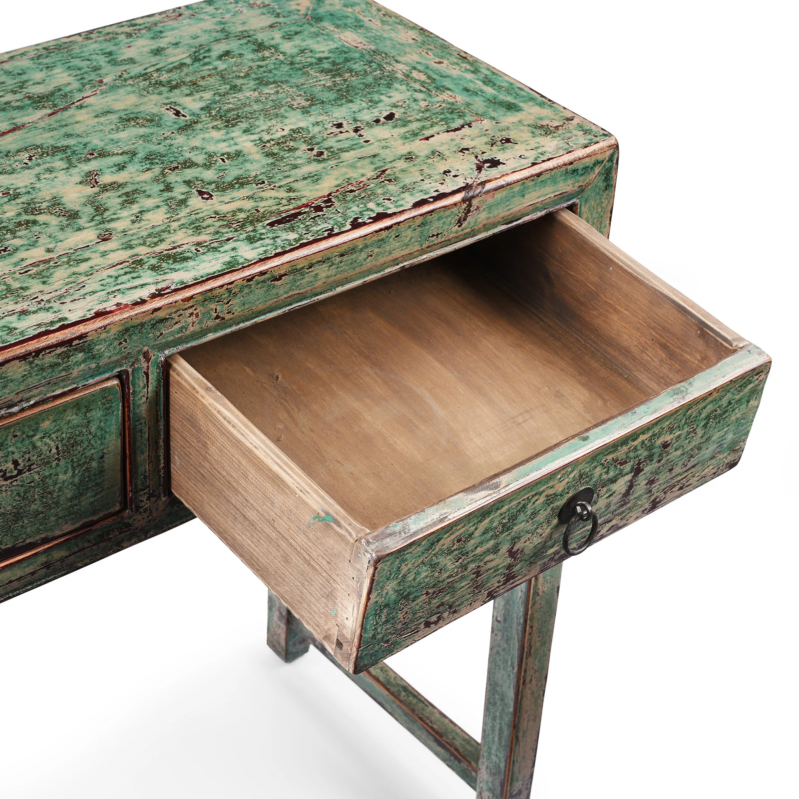 Green Lacquer 2 Drawer Console Table - Image 5