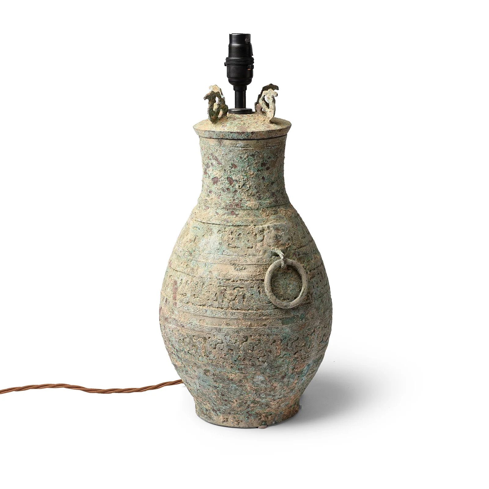 Bronze Ritual Wine Jar Table Lamp - Zhou Dynasty Style - Image 2