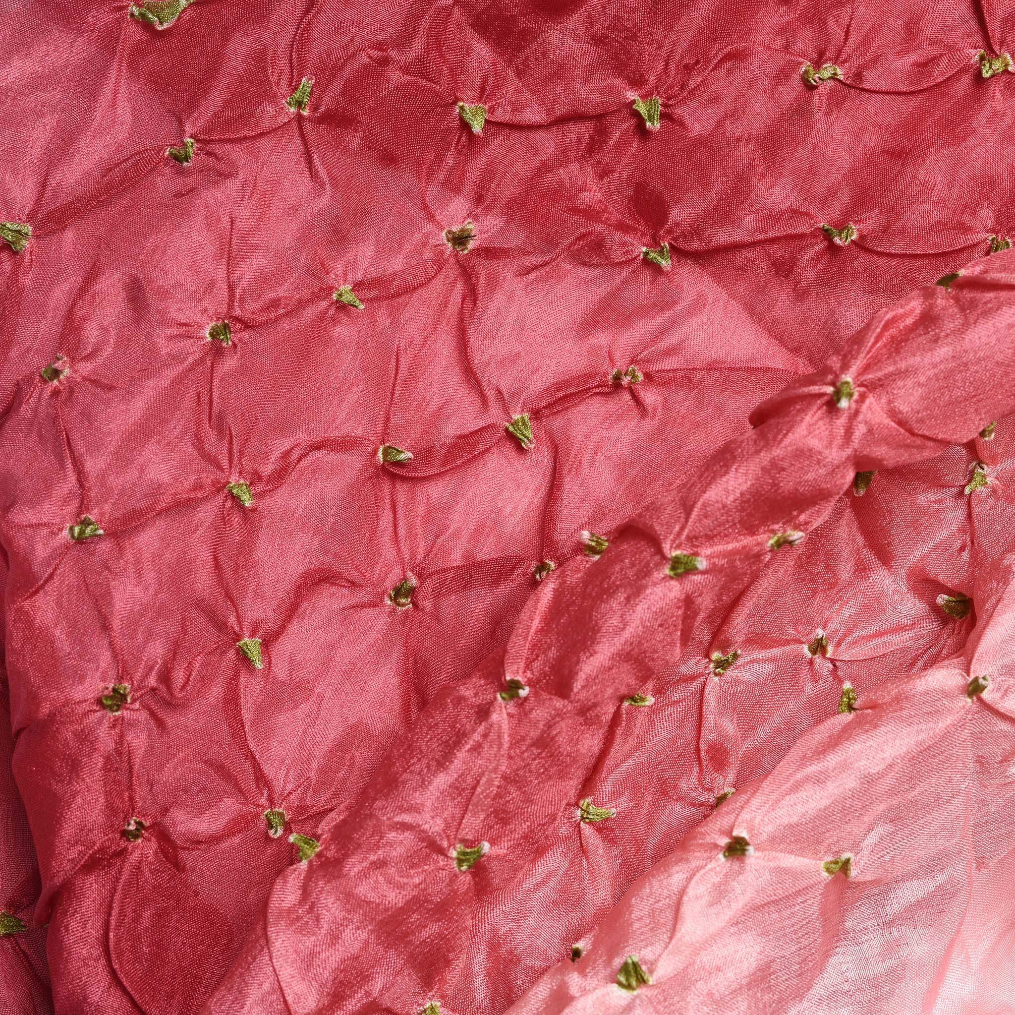 Rose Red Bandhani Silk Scarf from Rajasthan - Image 2