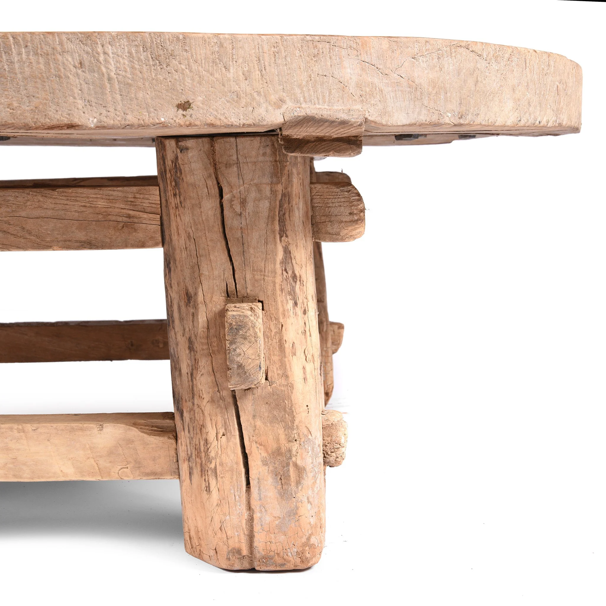 Round Elm Farmers Table From Shanxi - Ca 100 Yrs Old - Image 3