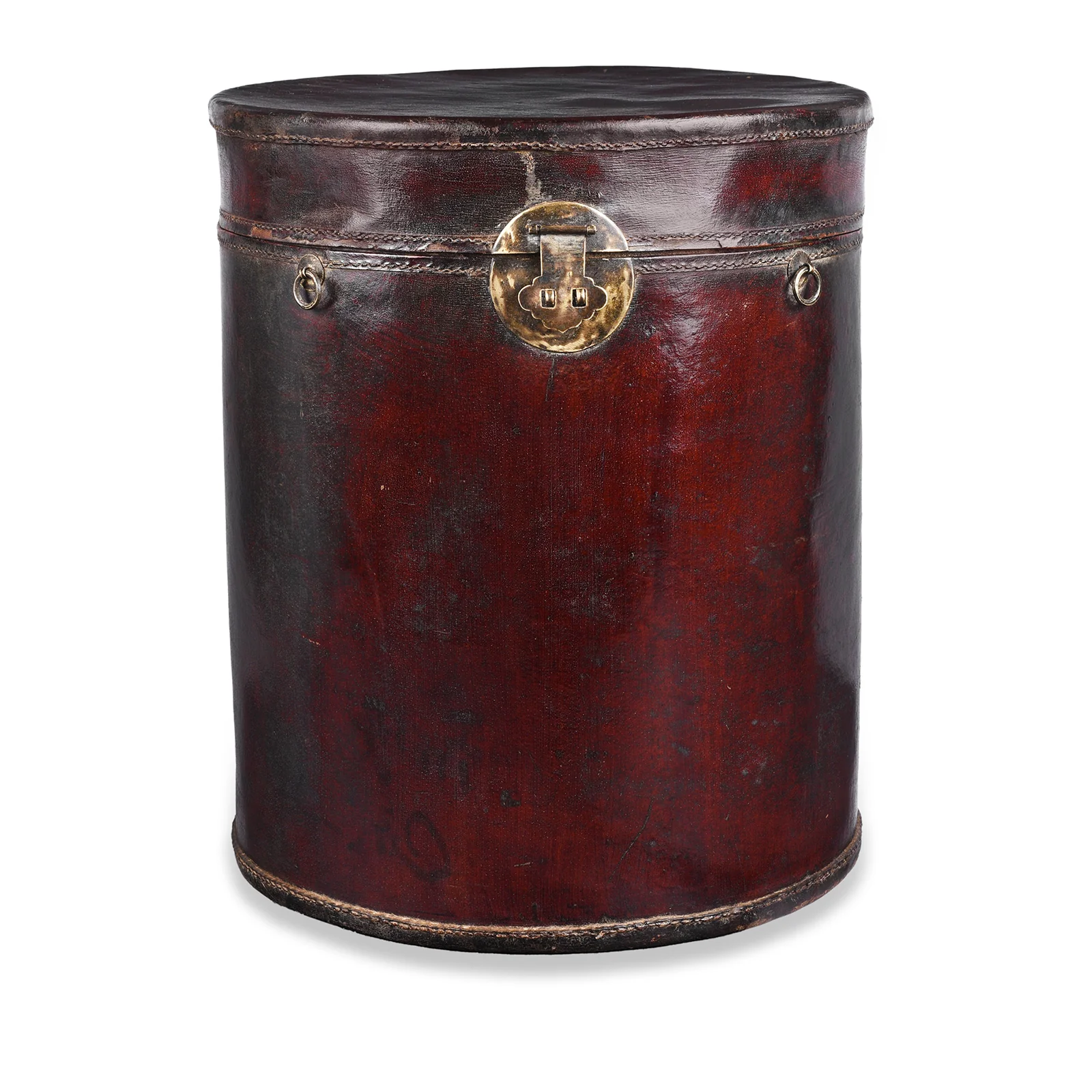 Leather Hat Box From Shanghai  - 19th Century