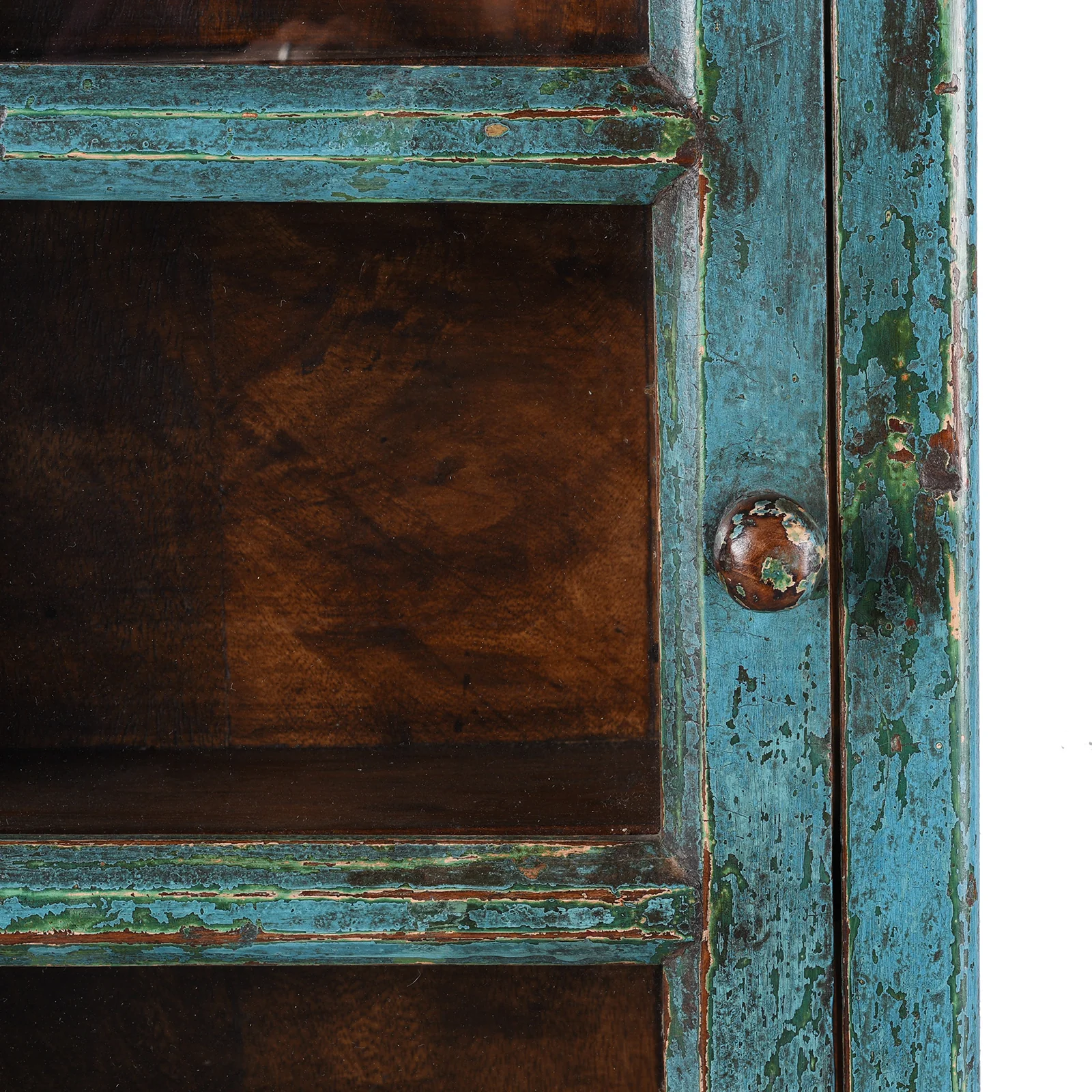 Blue Painted Teak Glazed Wall Cabinet - Ca 1930 - Image 4