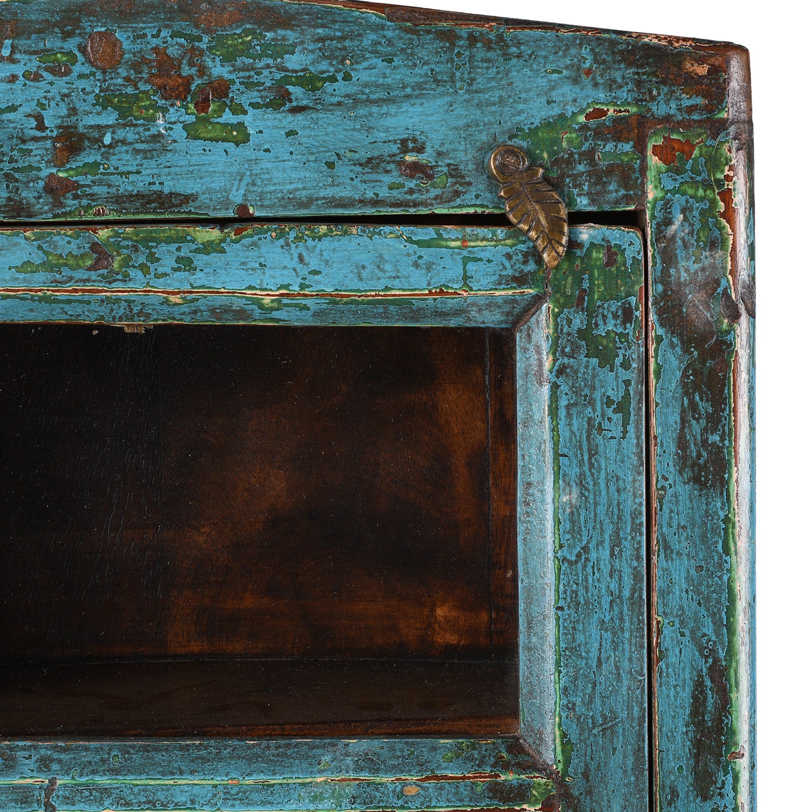 Blue Painted Teak Glazed Wall Cabinet - Ca 1930 - Image 5