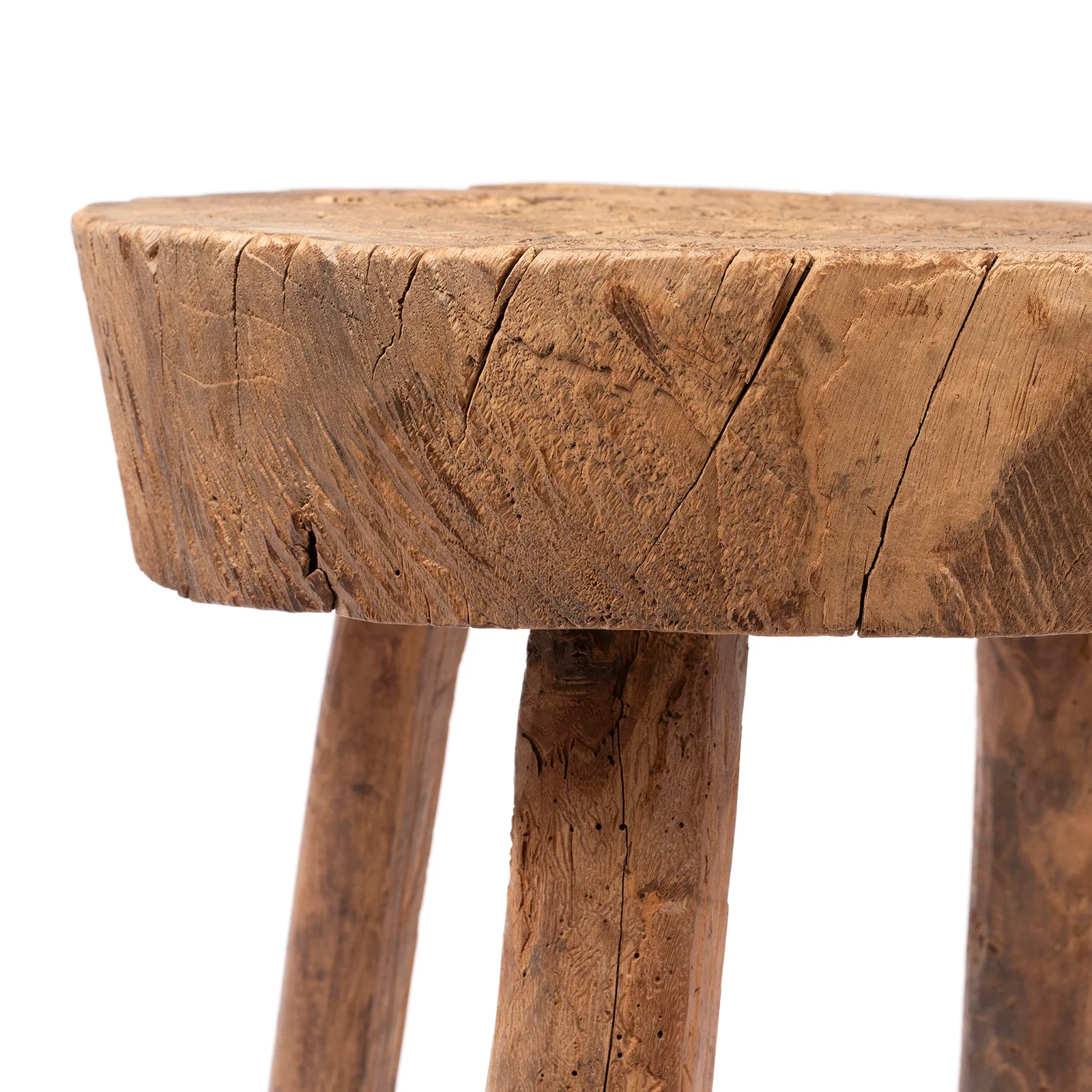Rustic Elm Farmhouse Stool - 19th Century - Image 3