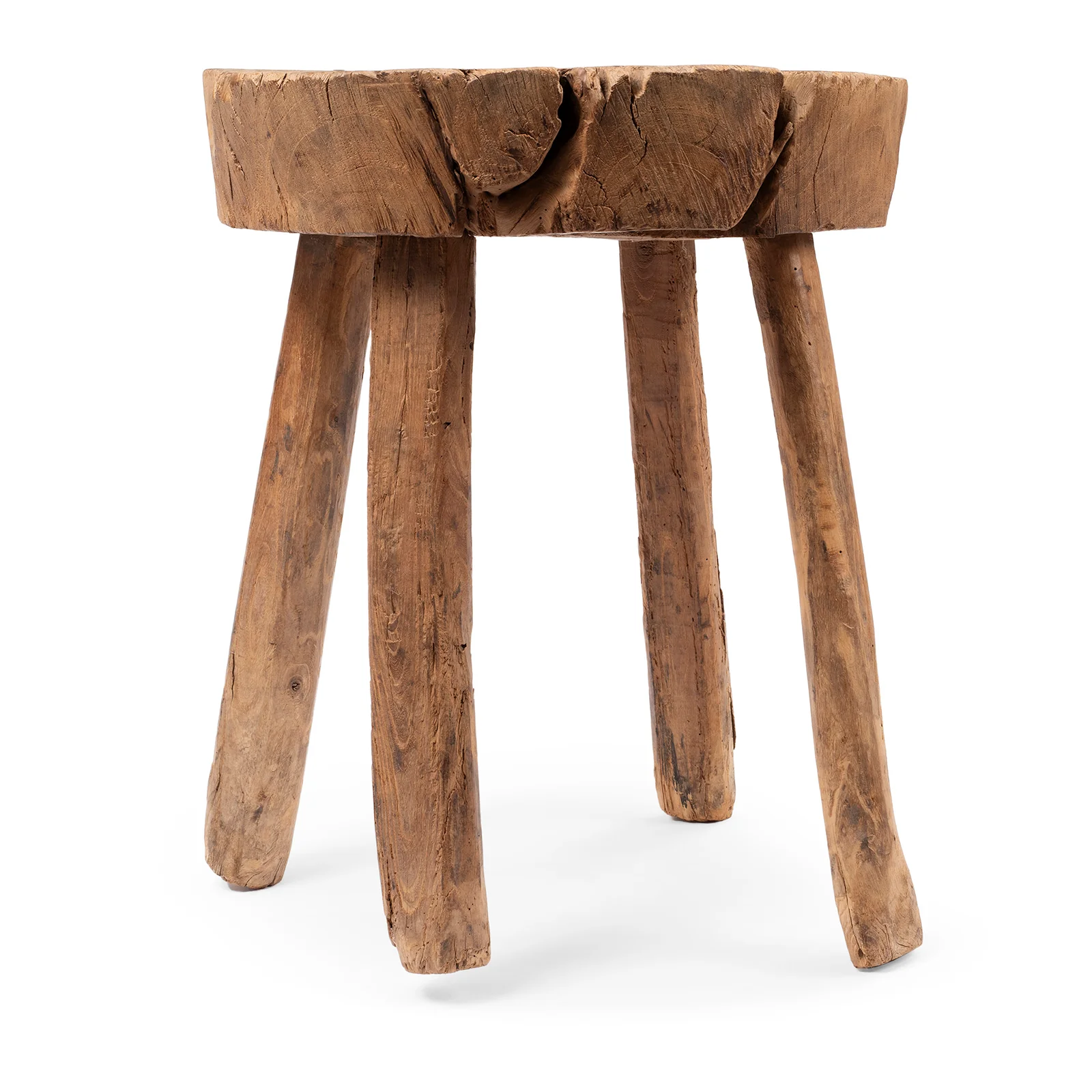 Rustic Elm Farmhouse Stool - 19th Century - Image 5