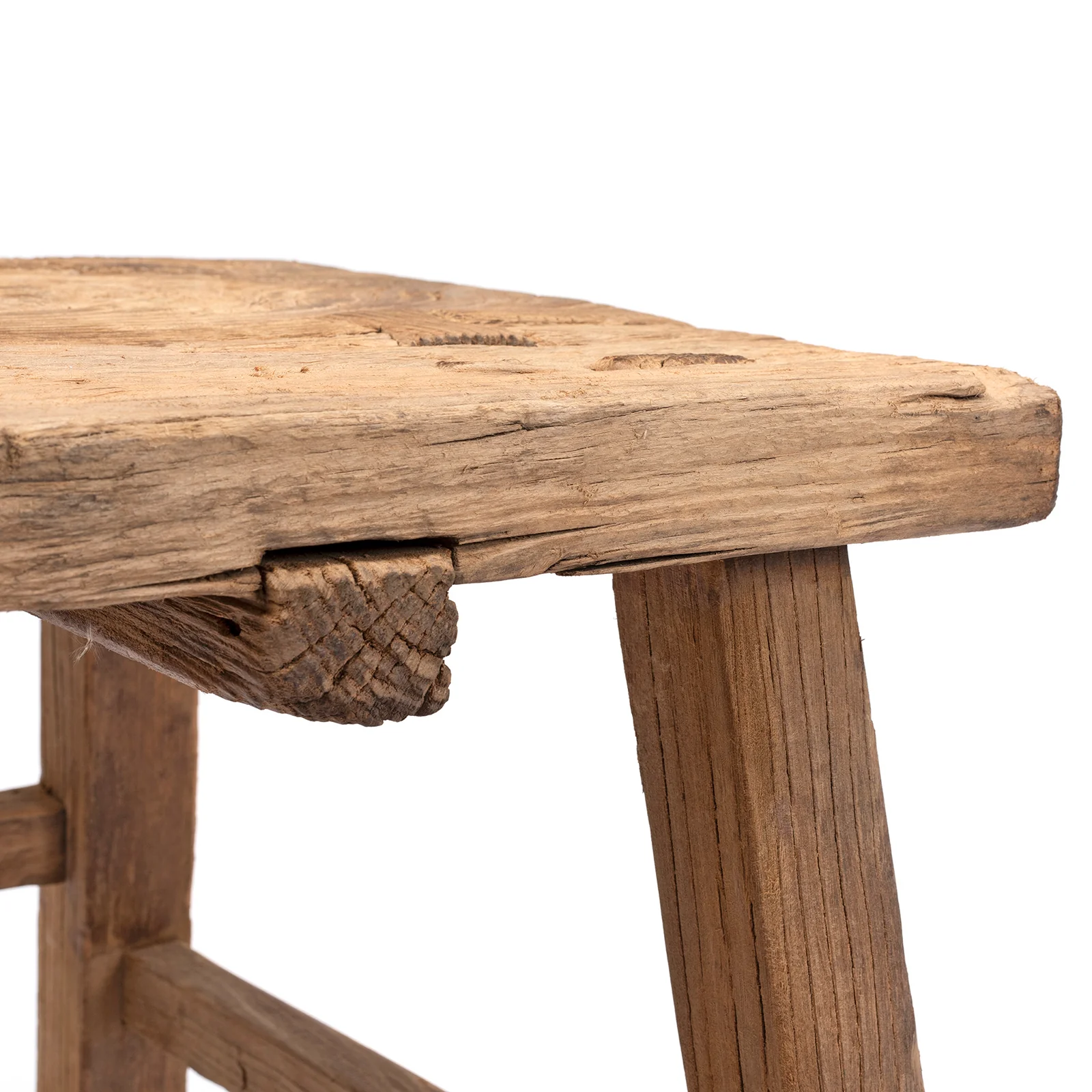 Rustic Farmhouse Elm Stool - Ca 1910 - Image 3