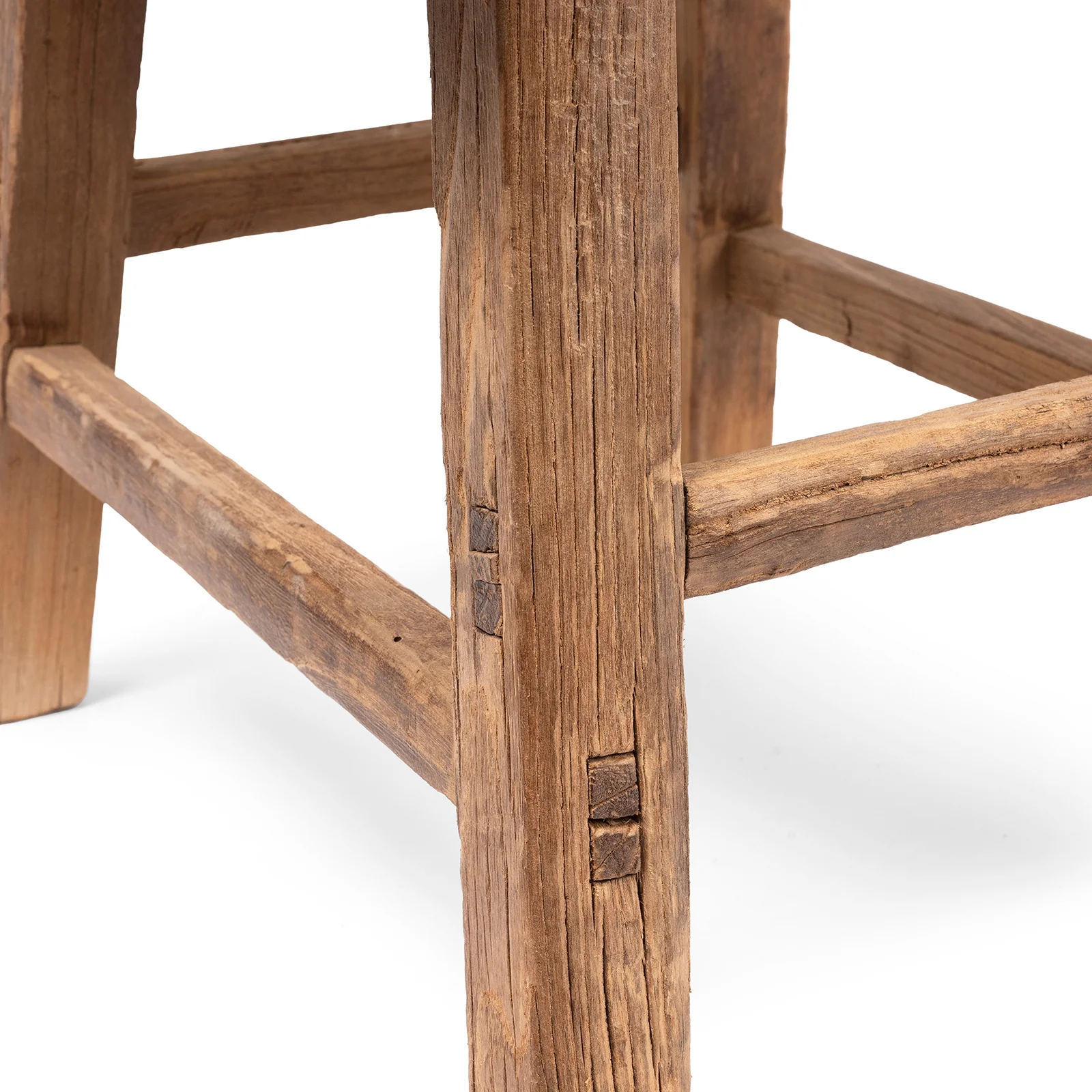 Rustic Farmhouse Elm Stool - Ca 1910 - Image 6