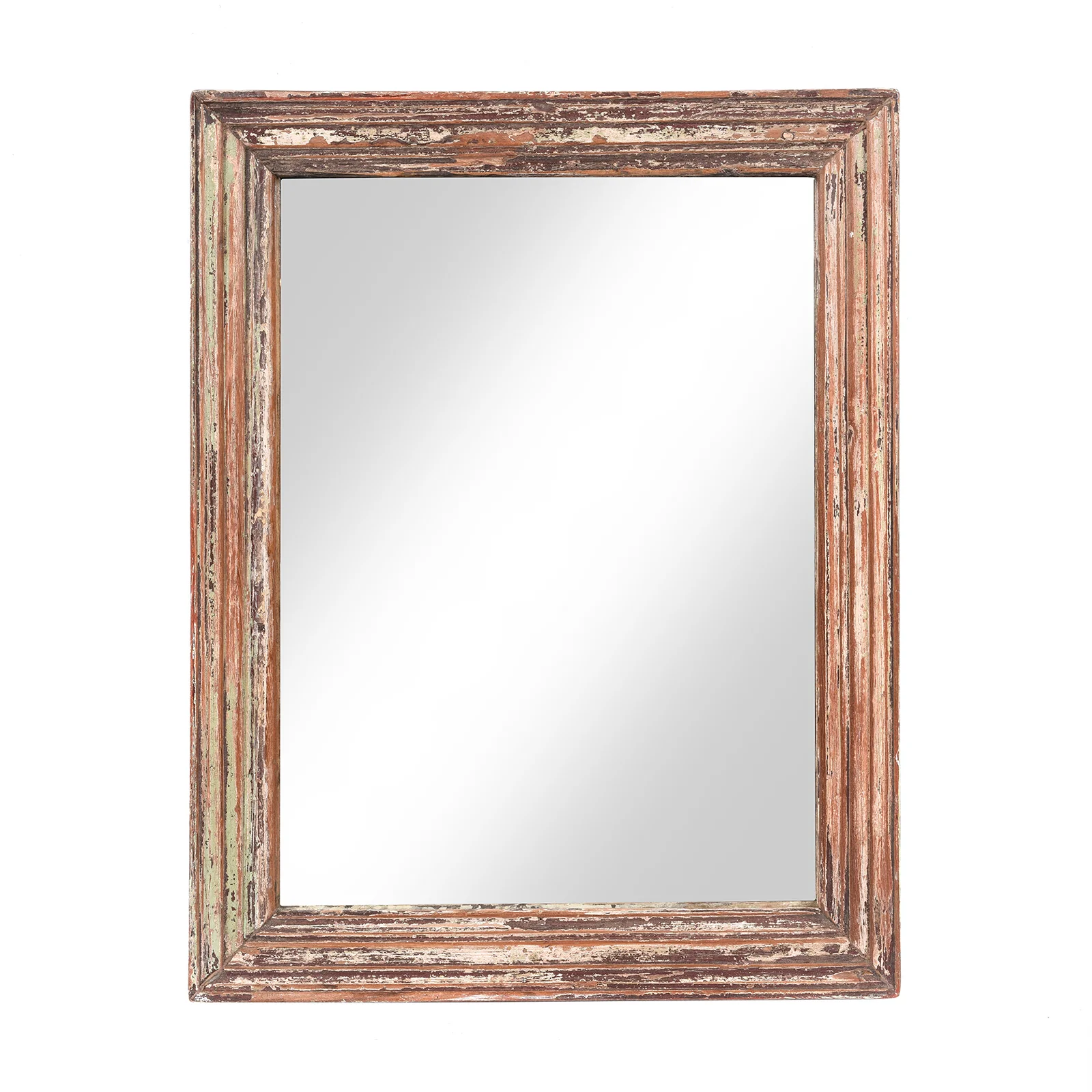 Rustic Painted Indian Mirror - 19thC (60 x 78 cm)