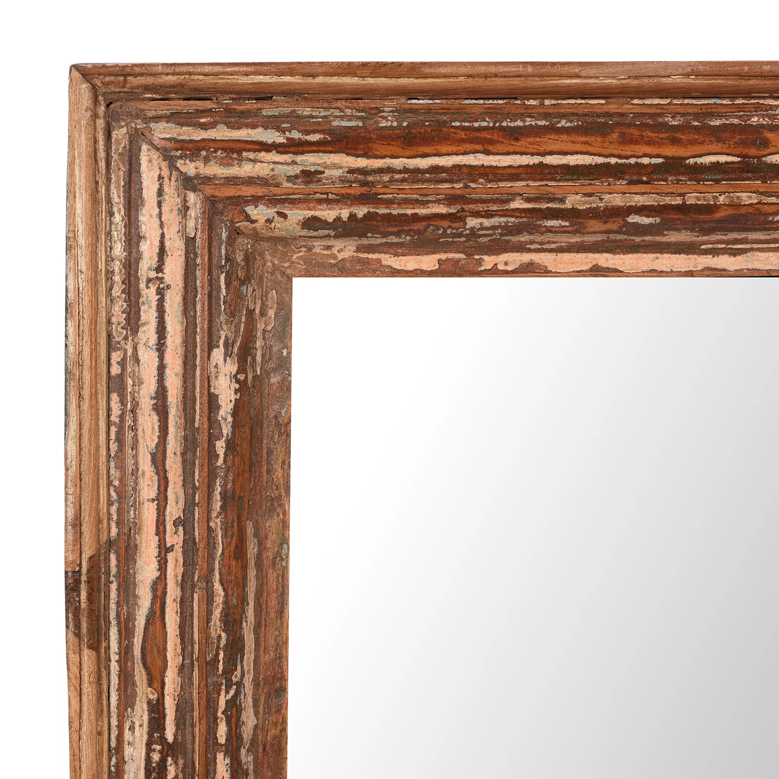 Rustic Painted Indian Mirror Made From Old Teak - Image 5