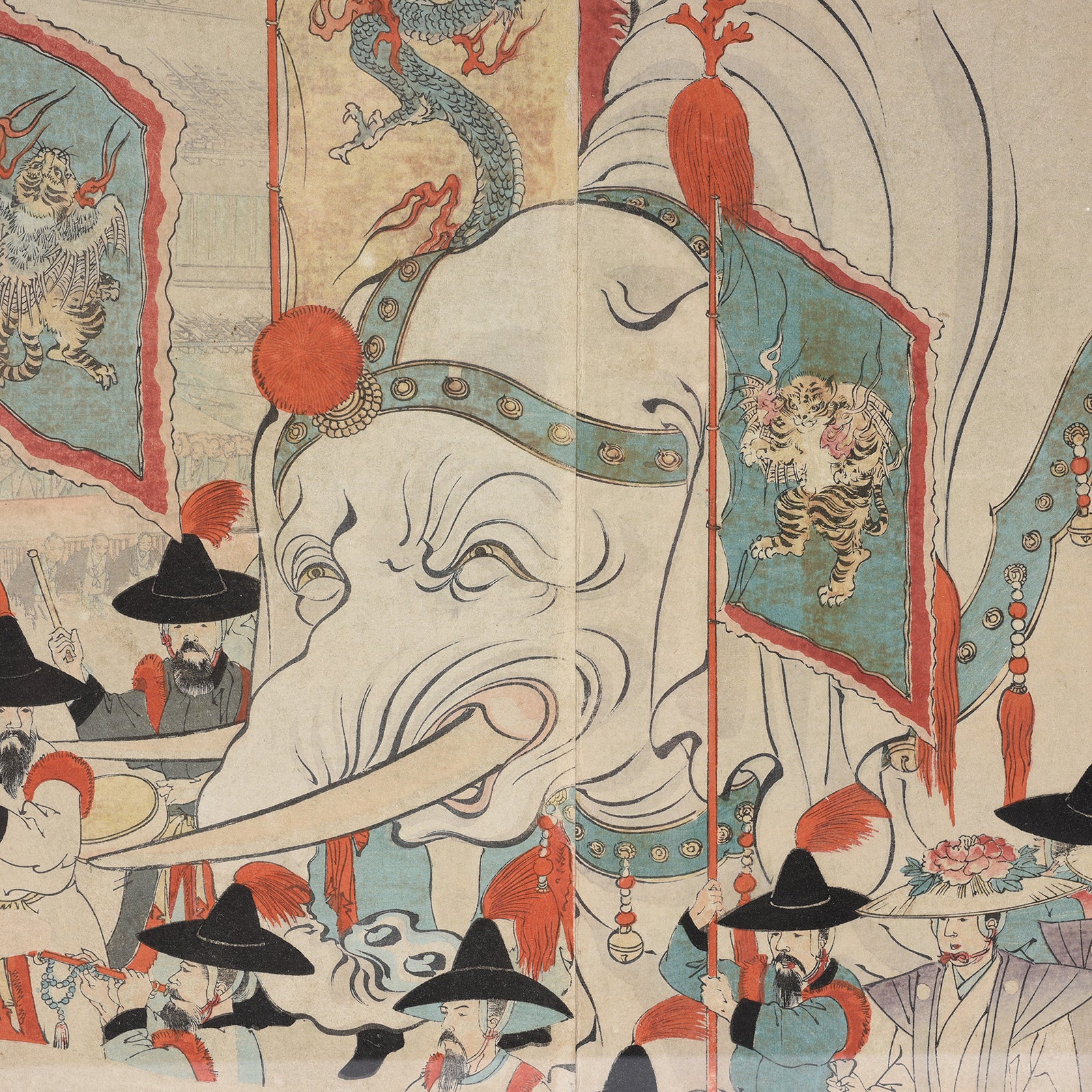 'Sanno Festival at the Chiyoda Palace' Original Woodblock by Toyohara Chikanobu - Ca 1897 - Image 4