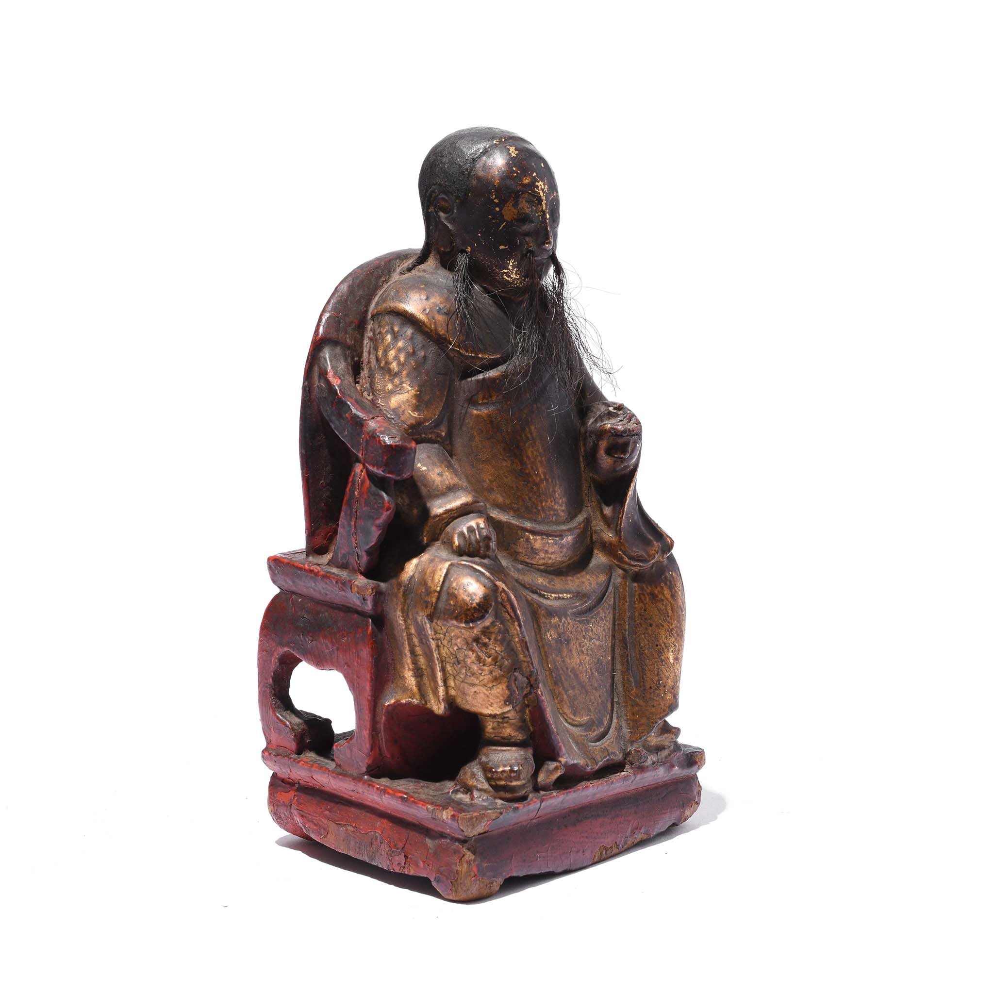 Seated Chinese Ancestor Figure - Horse Hair Beard - 19thC - Image 2