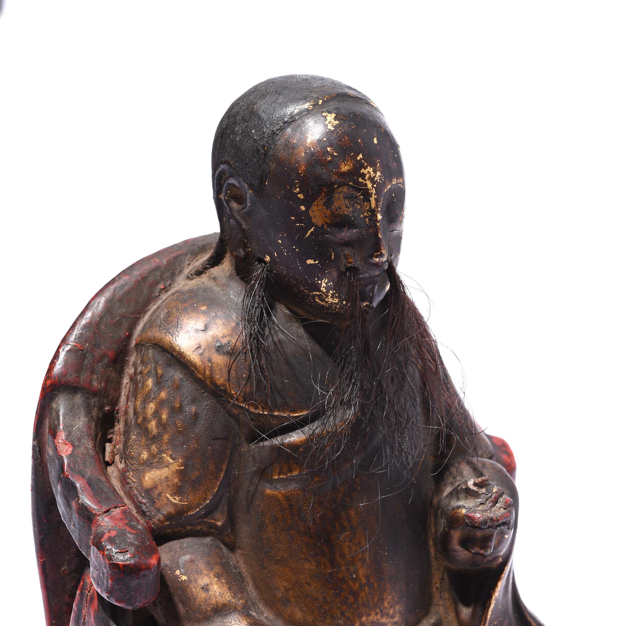 Seated Chinese Ancestor Figure - Horse Hair Beard - 19thC - Image 6