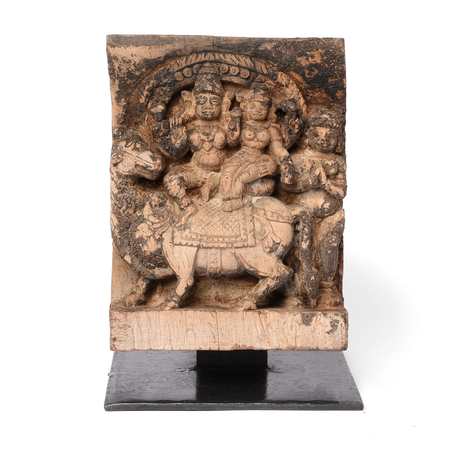 Shiva & Parvati Chariot Carving From South India - 18th Century - Image 2