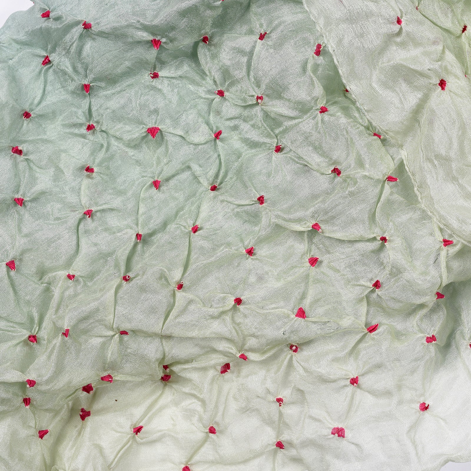 Celadon Green Silk Bandhani Scarf - Image 2