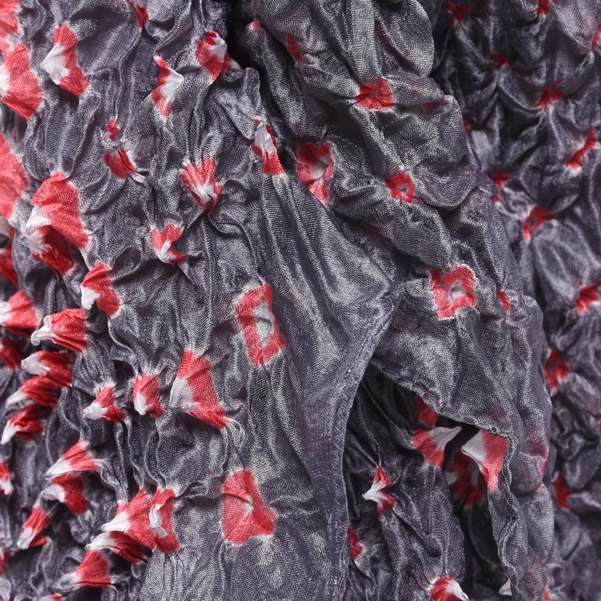 Grey Double Knot Bandhani Silk Scarf - Image 2